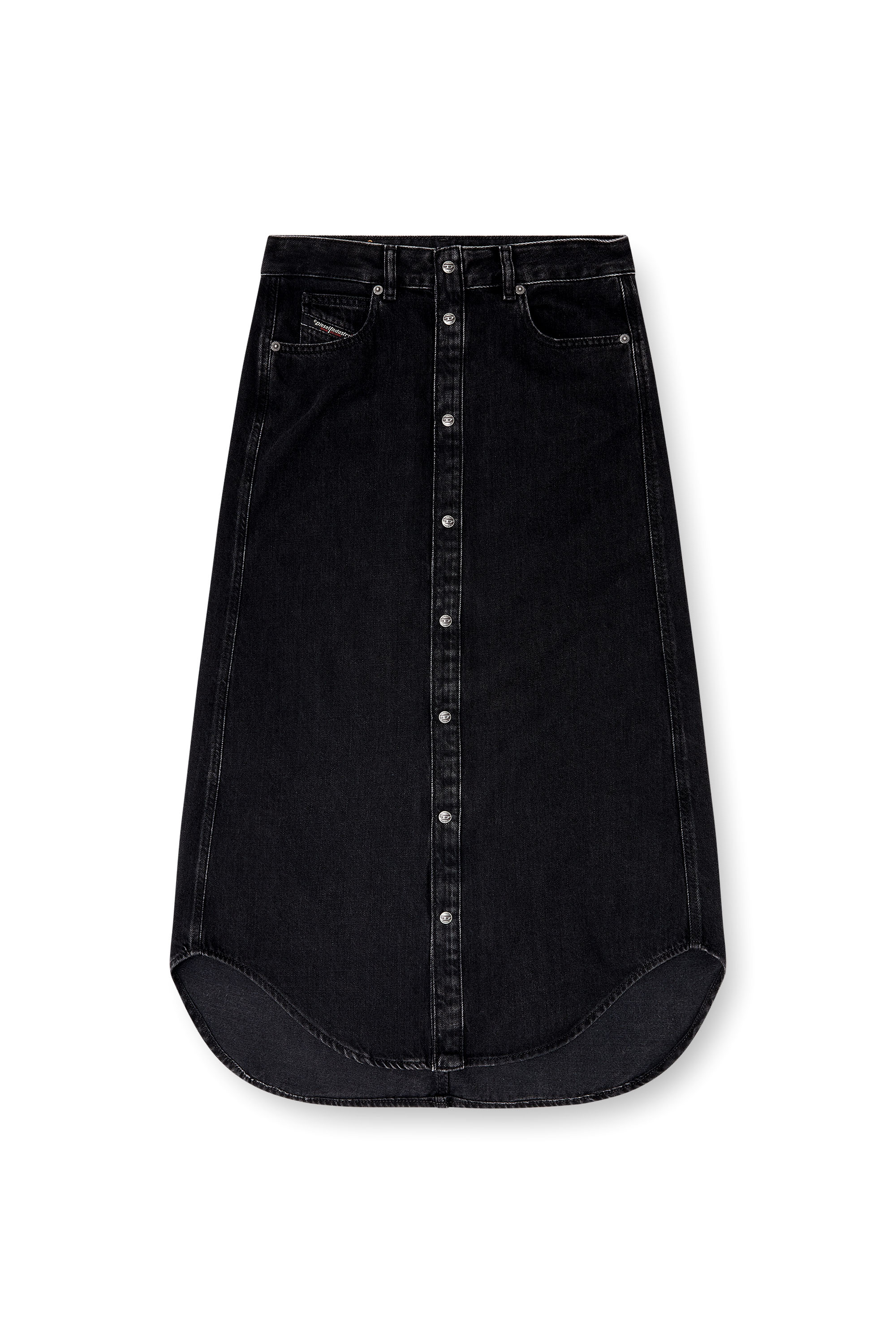 Diesel - DE-ARD-LONG, Woman's Midi denim skirt in Black - 4
