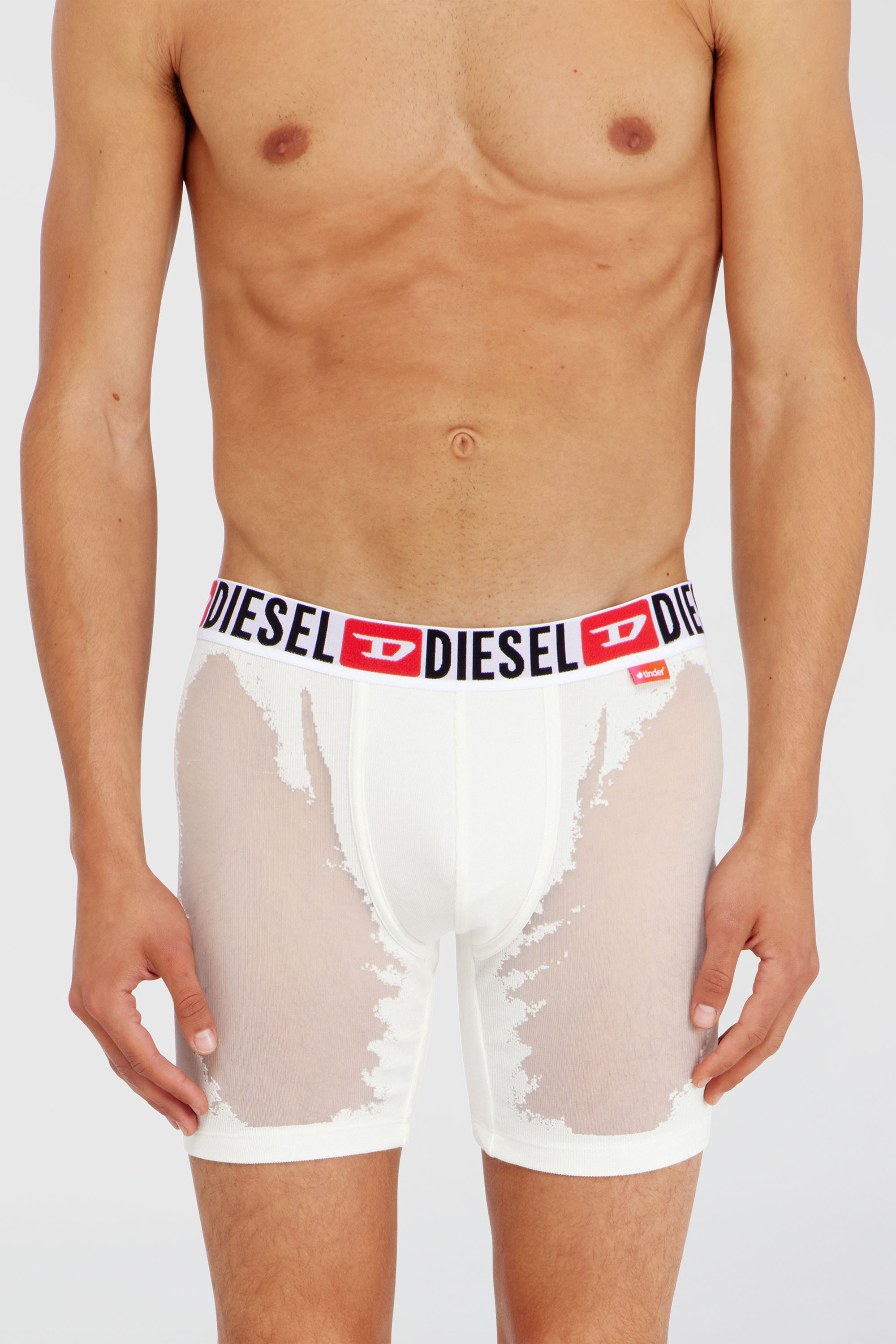 Diesel - PR-MAX-D-CORE, Man's Boxer briefs with sheer devor&eacute; effect in White - 1