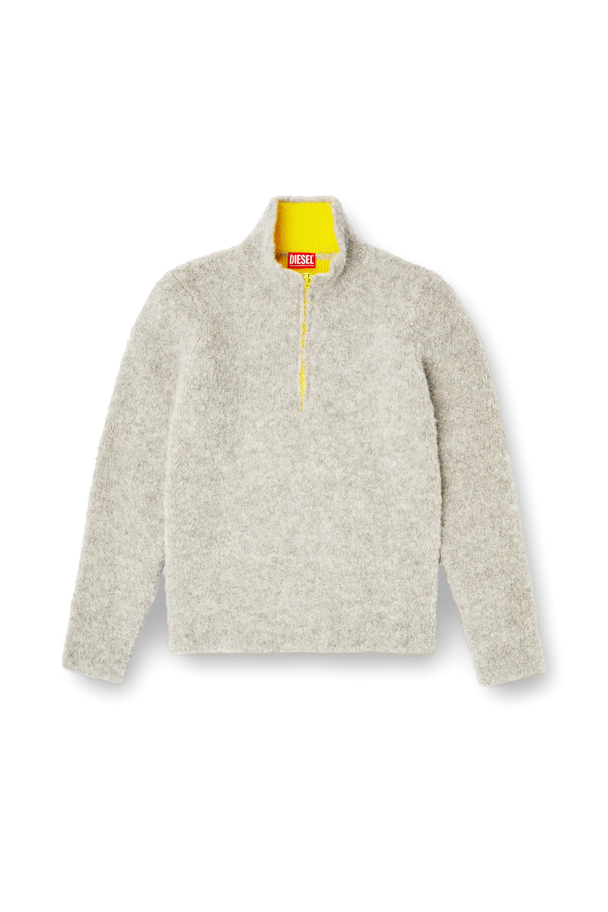 Diesel - K-ELLER, Man's Half-zip jumper with contrast interior in Grey - 2