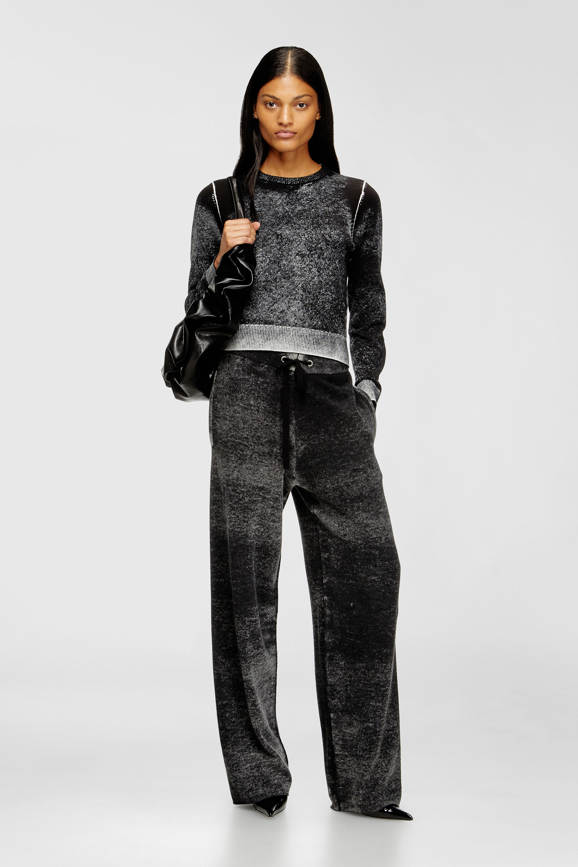 Diesel - M-LOVRE, Woman's Jumper with faded reverse print in Grey/Black - 1
