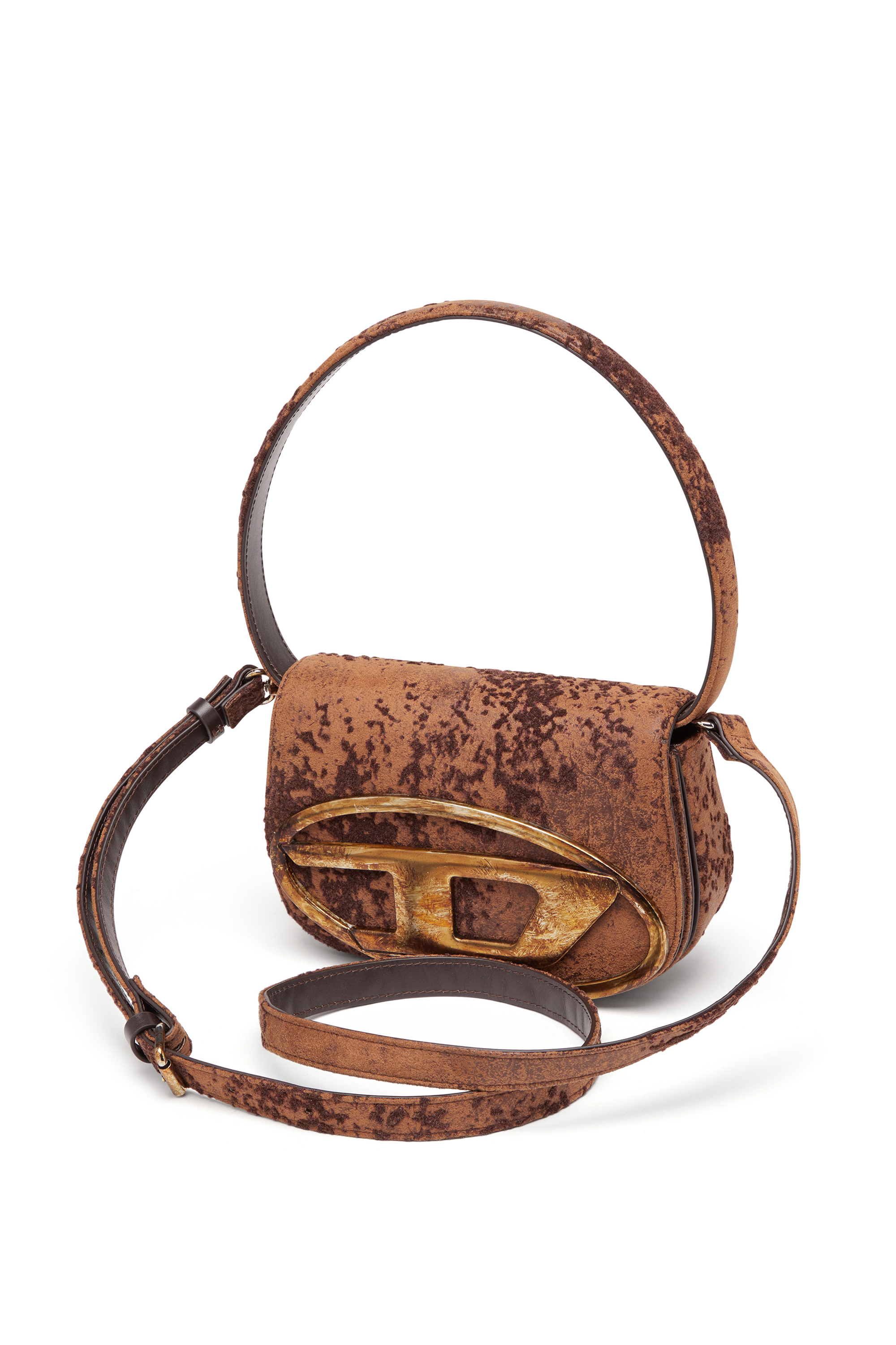 Diesel - 1DR, Woman's 1DR-Iconic shoulder bag in flocked fabric in Brown - 6