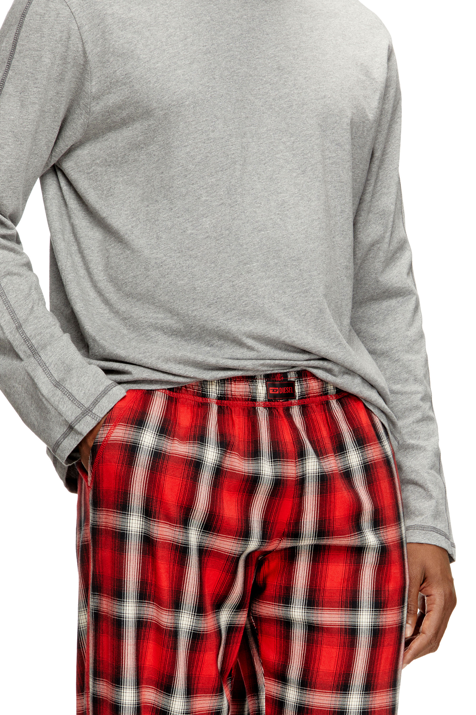 Diesel - KIT-LIAM, Man's Cotton pajama set with check pants in Grey/Red - 3