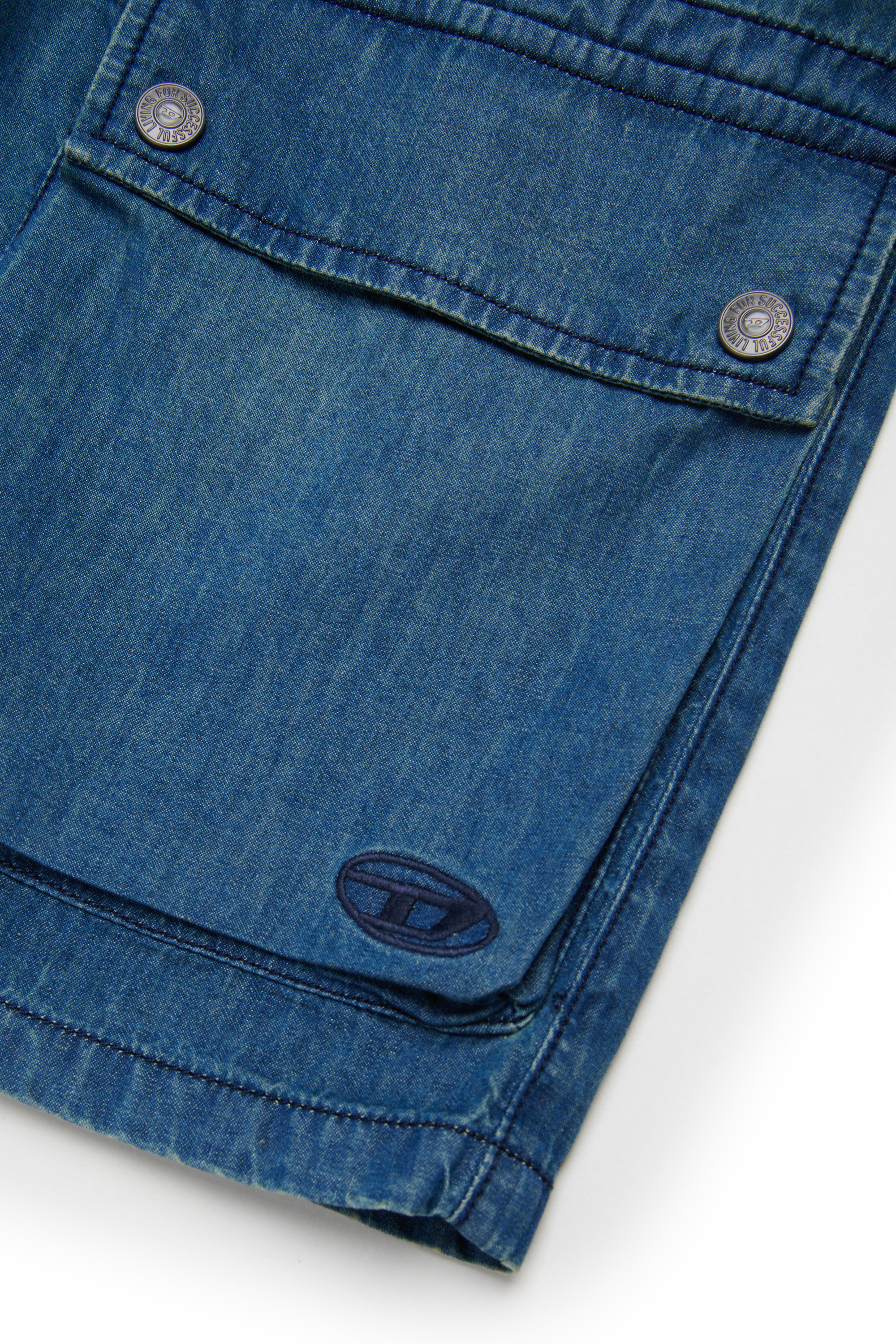 Diesel - PELTY, Woman's Denim cargo shorts with elastic waist in Medium blue - 4