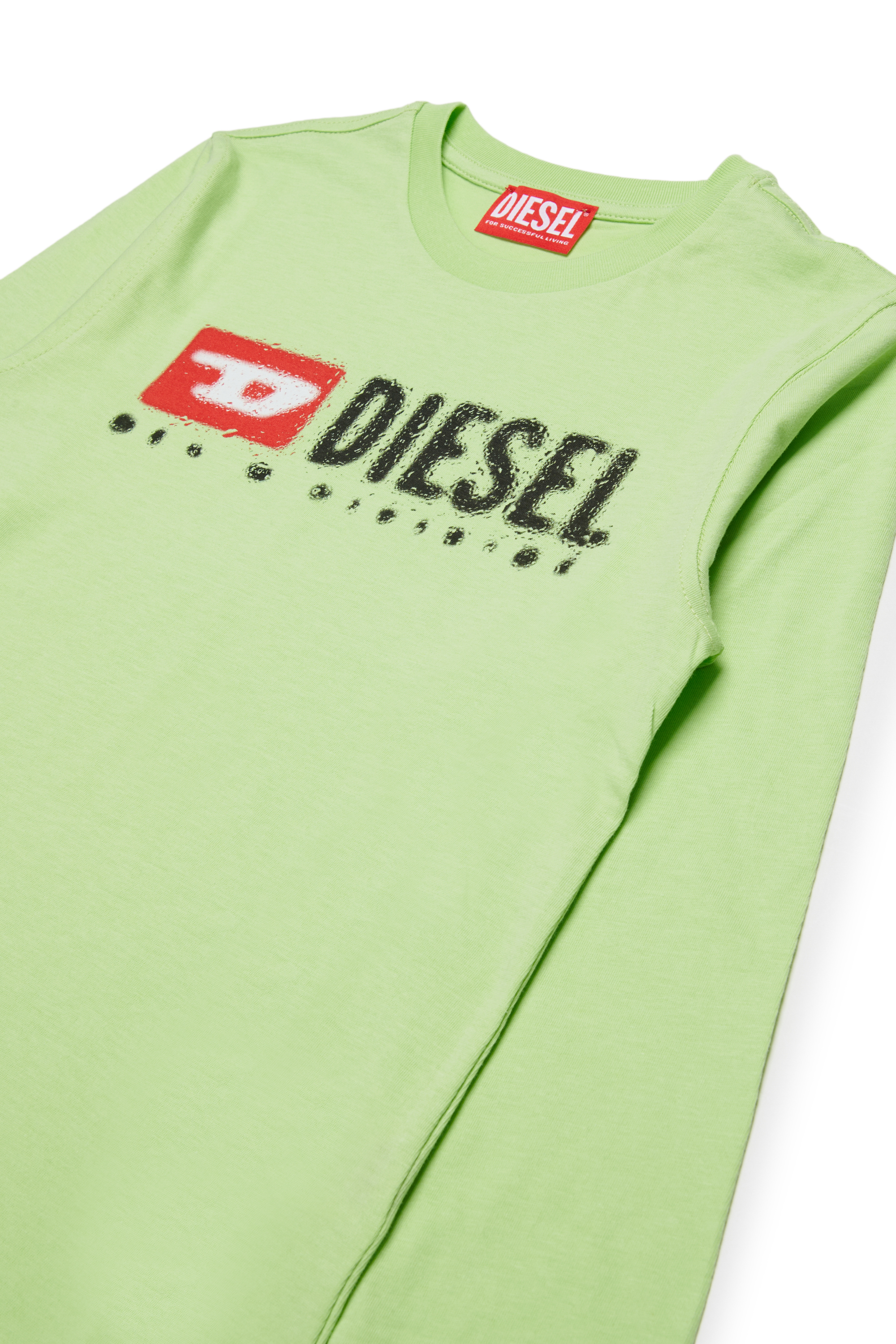 Diesel - TDROPS, Man's Cotton crew neck T-shirt with logo print in Green - 3