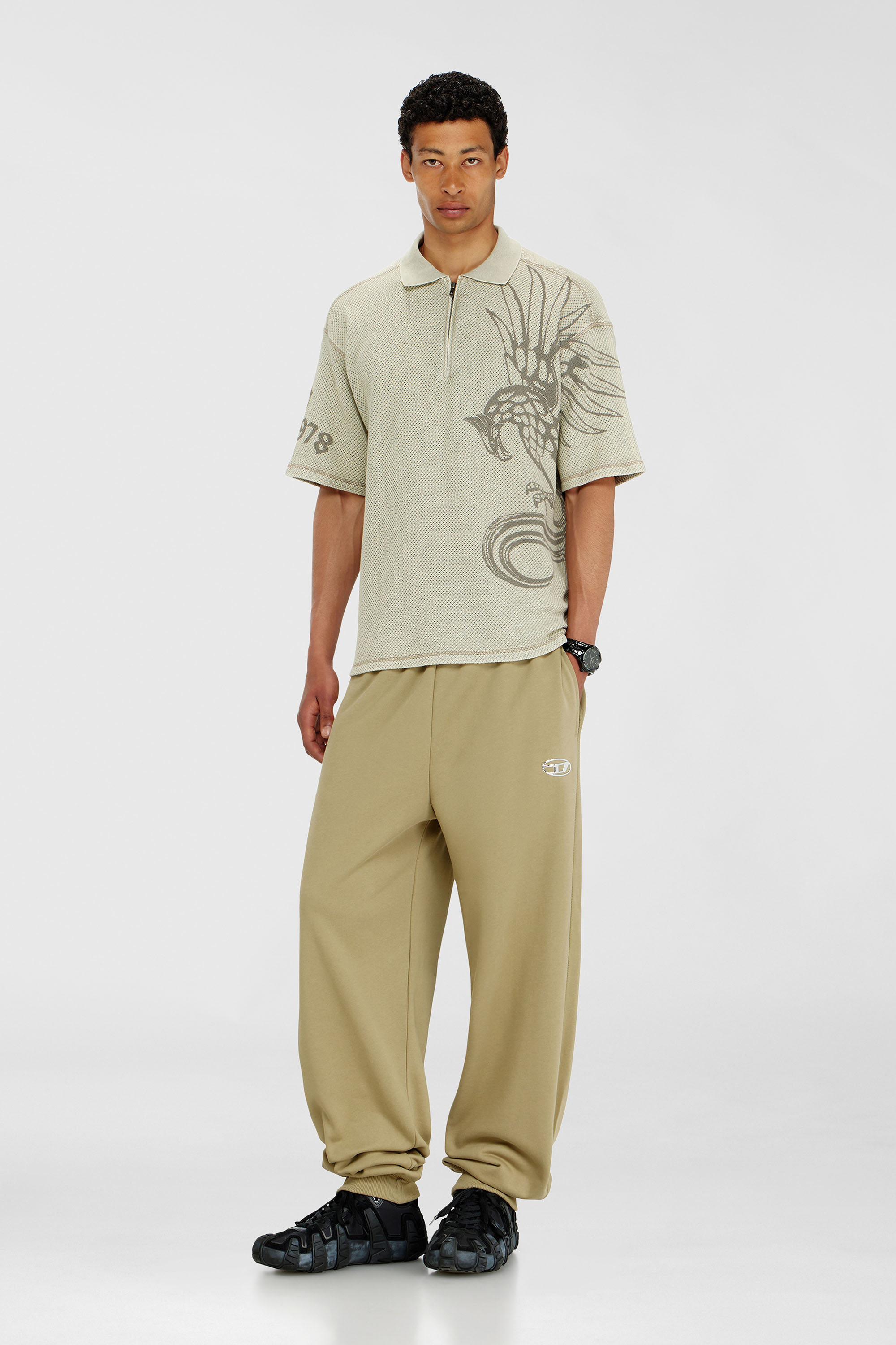 Diesel - P-MARKY-IOD, Man's Cotton pants with metallic Oval D in Beige - 2