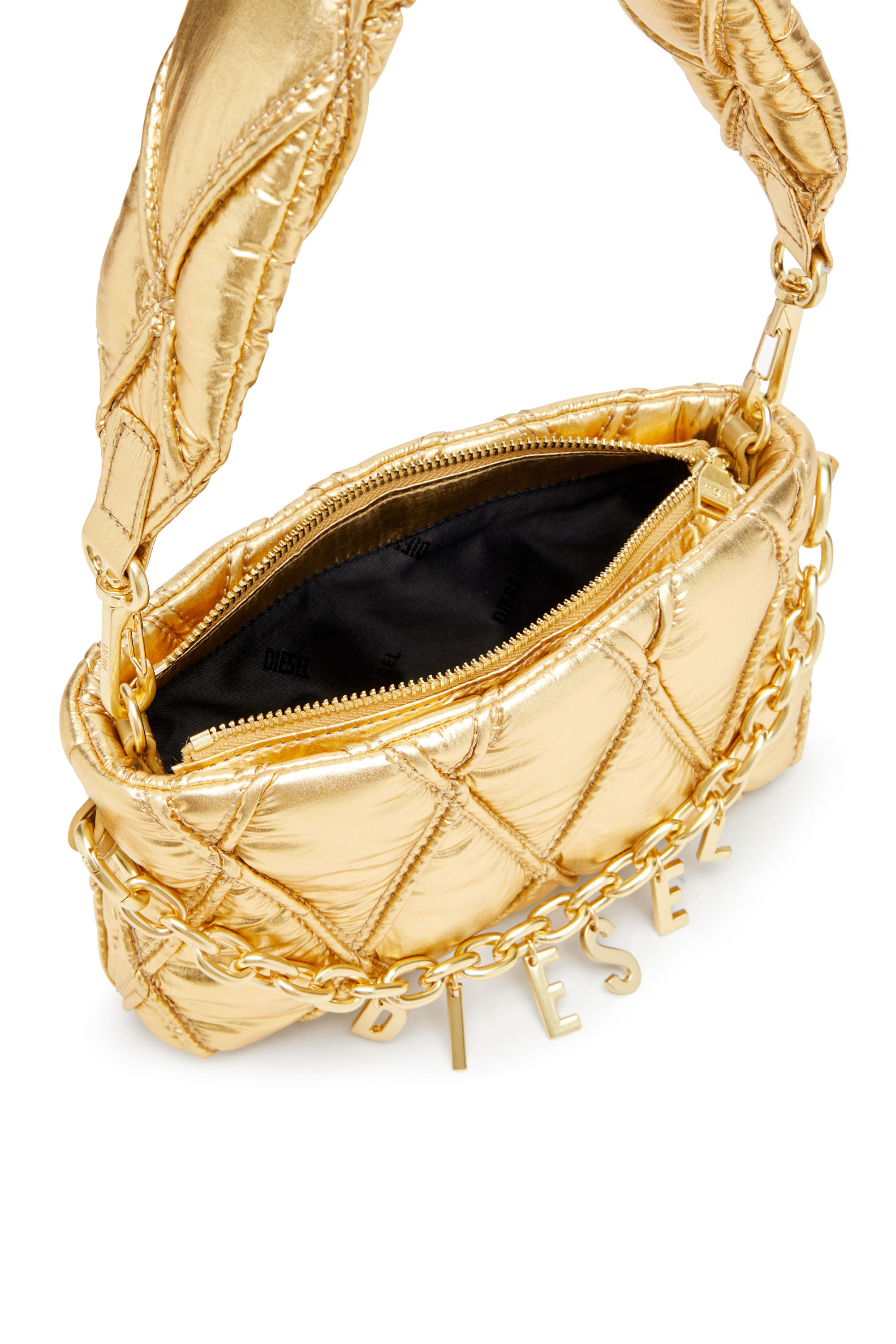 Diesel - CHARM-D POUCH, Woman's Wallet purse in metallic quilted nylon in Gold - 5