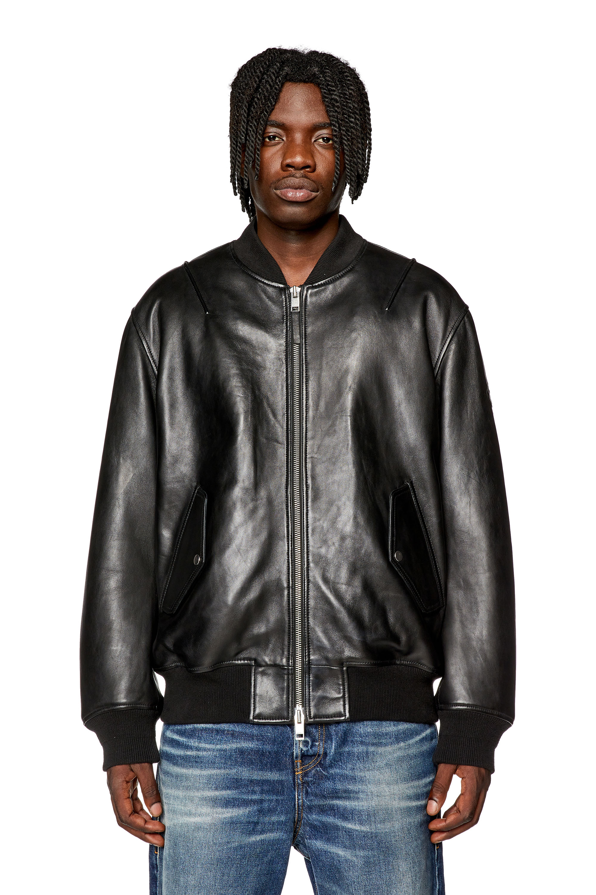 Diesel L-CALE - Leather jacket - black - Zalando.co.uk