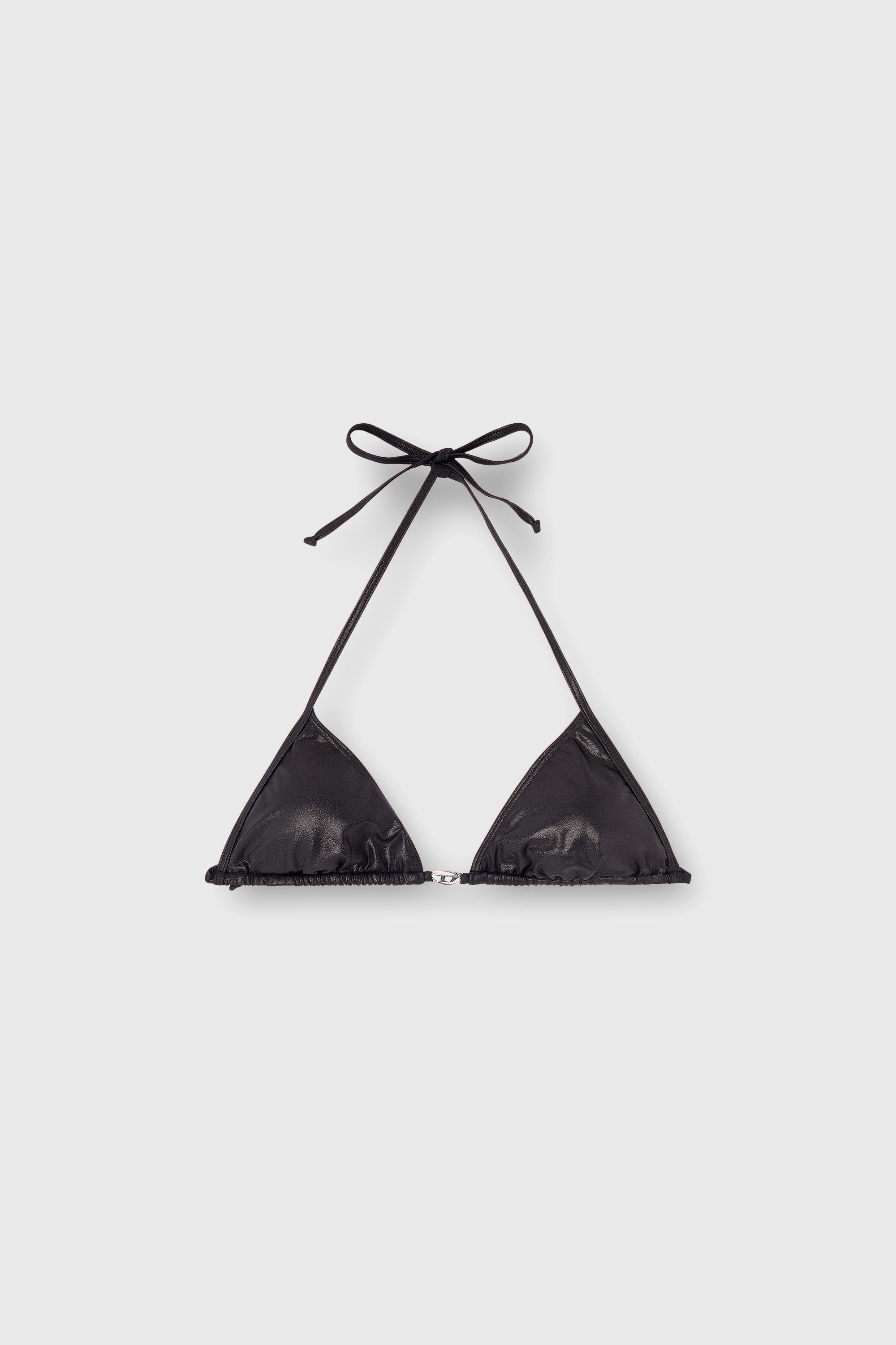 Diesel - ELETTRA-DNM, Woman's Triangle bikini top in shimmery fabric in Black - 1