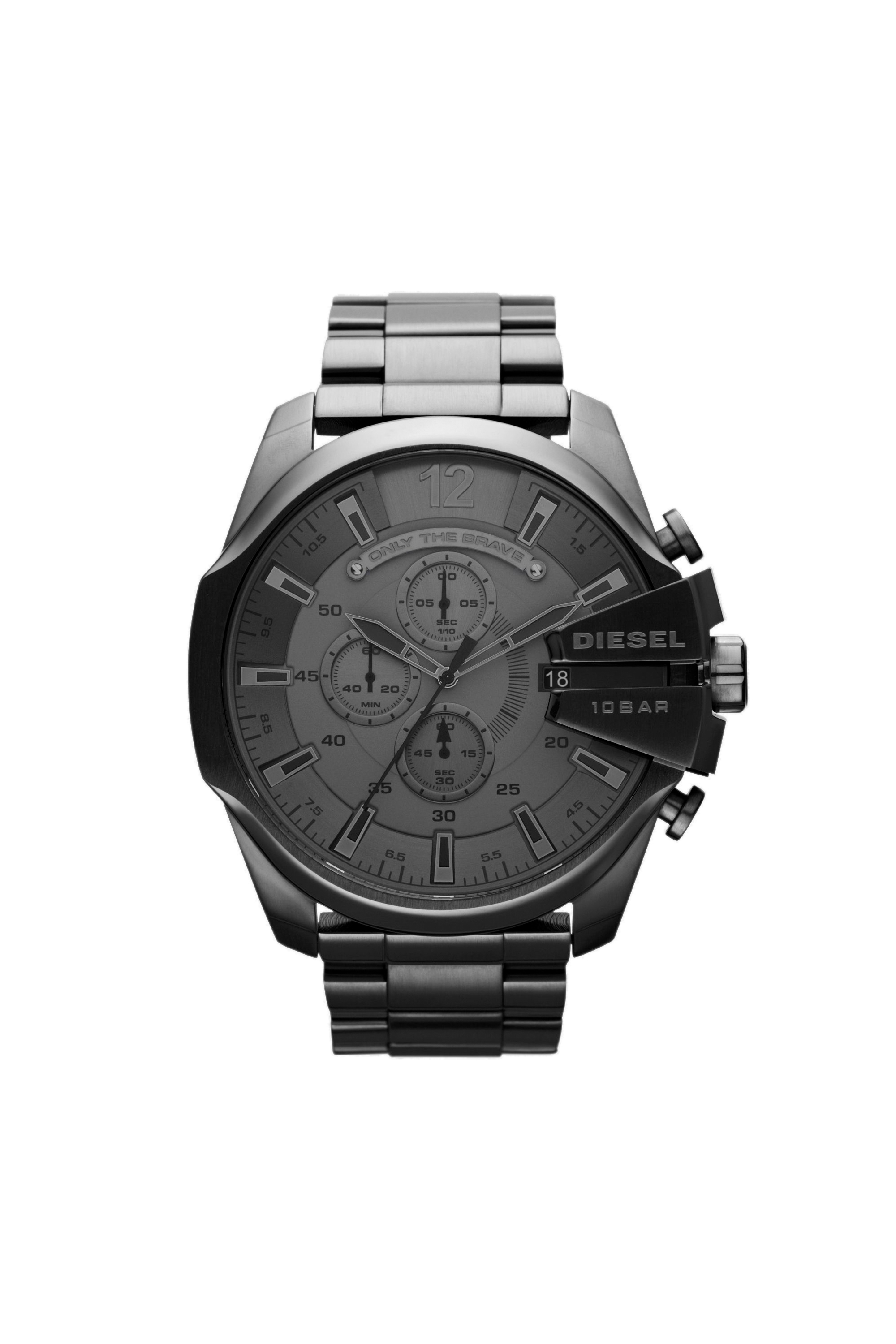 Men's Spiked chronograph black stainless steel watch | DZ4644 Diesel