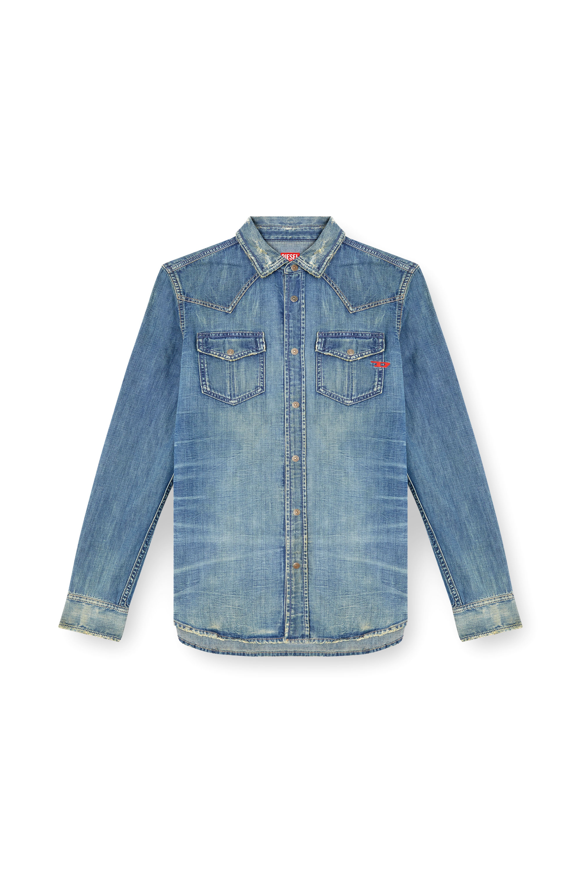 Diesel - D-VEGA, Man's Denim overshirt in Medium blue - 3