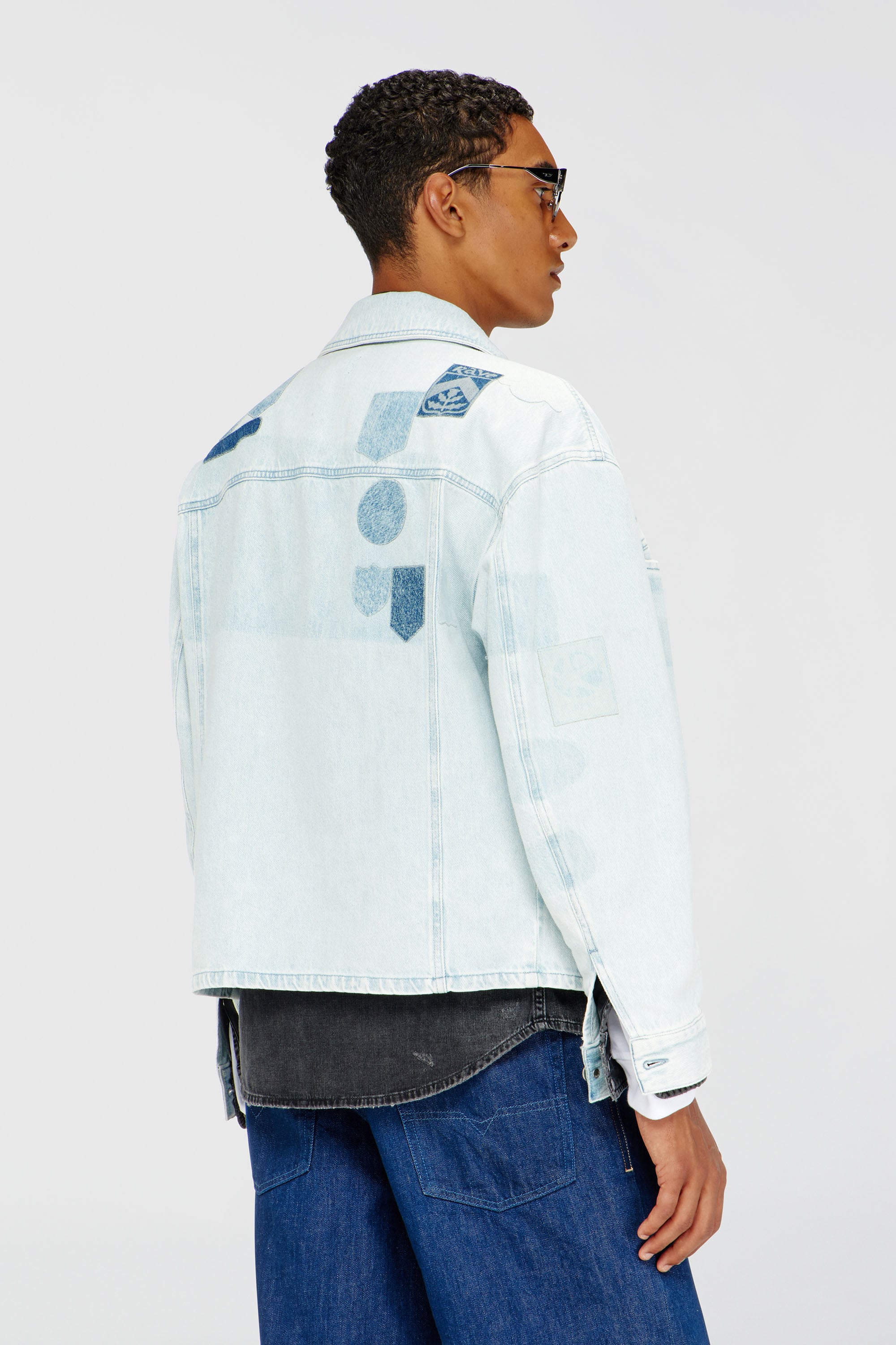 Diesel - D-RYMAVO-S, Unisex's Denim overshirt with patch effects in Light Blue - 4