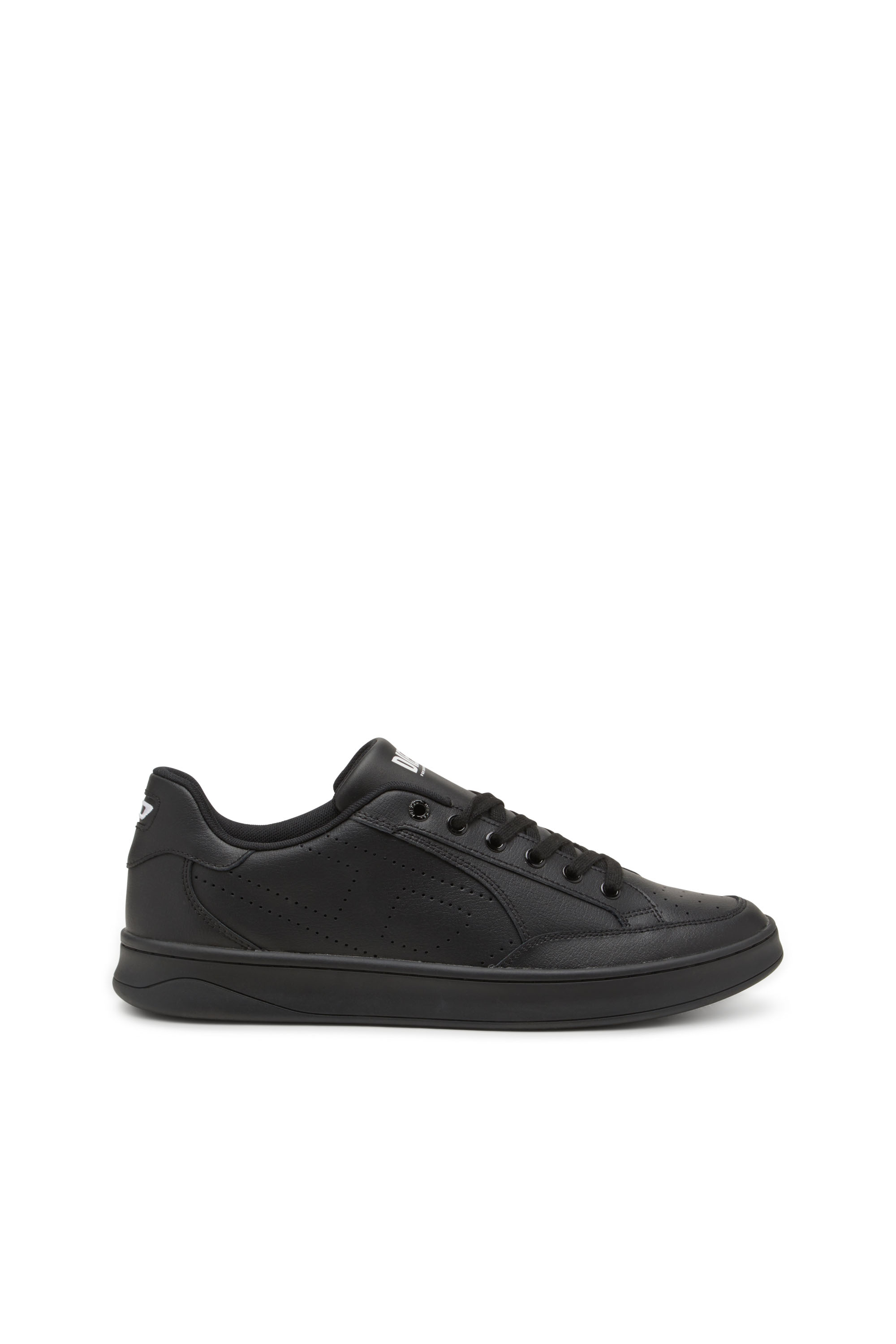 Diesel - S-DAKOTA LOW, Man's Leather sneakers with perforated logo in Black - 1