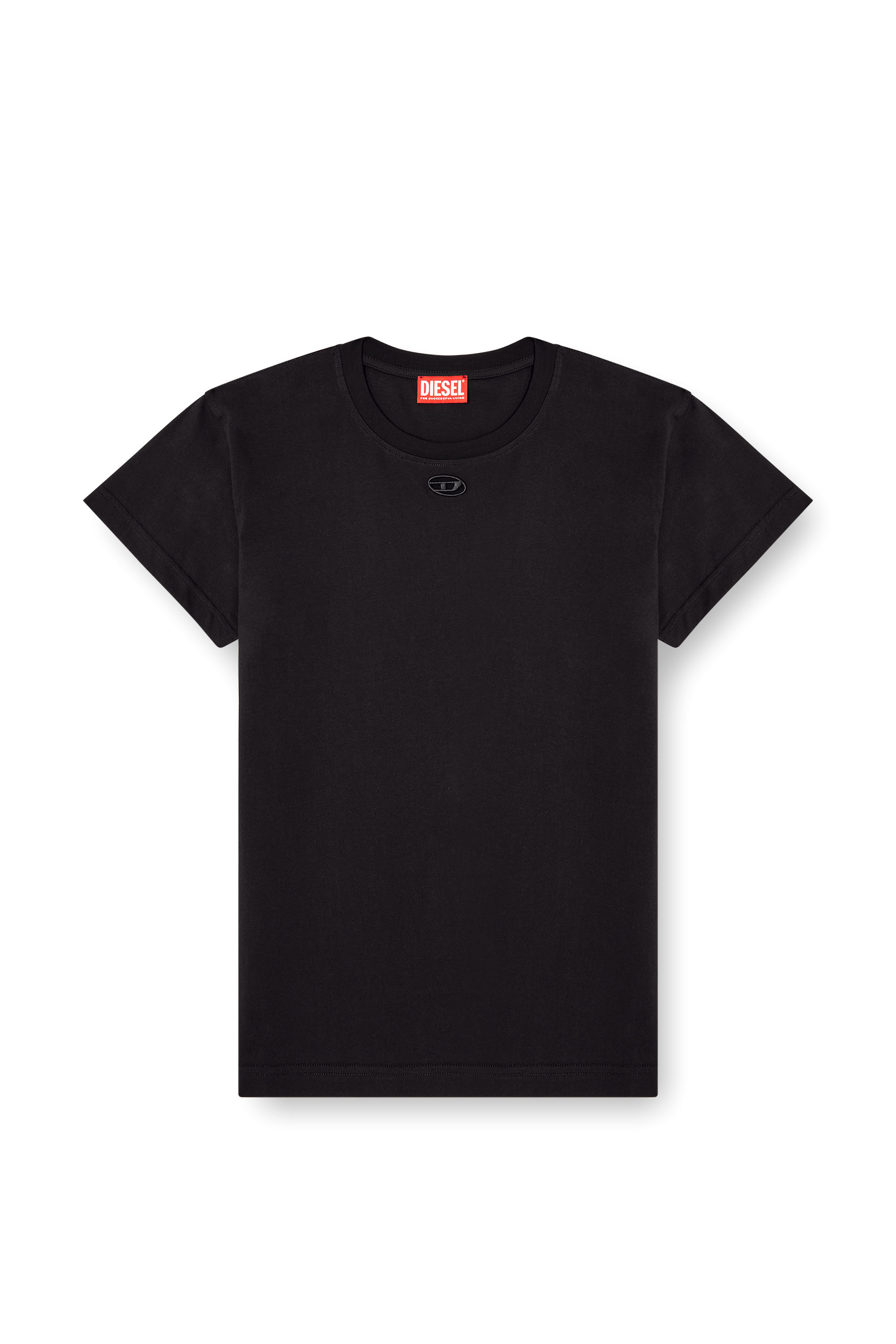 Diesel - T-MAREY, Woman's T-shirt with small Oval D in Black - 2