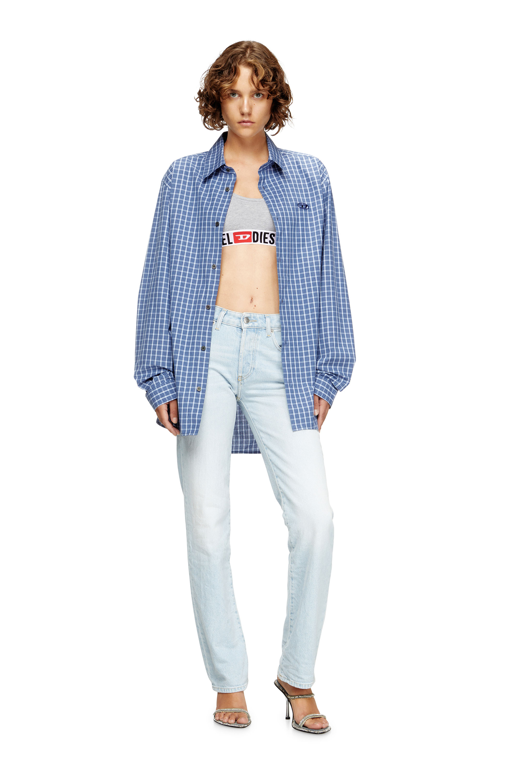 Diesel - UFSB-ORIBA, Woman's Bralette with logo band in Grey - 4