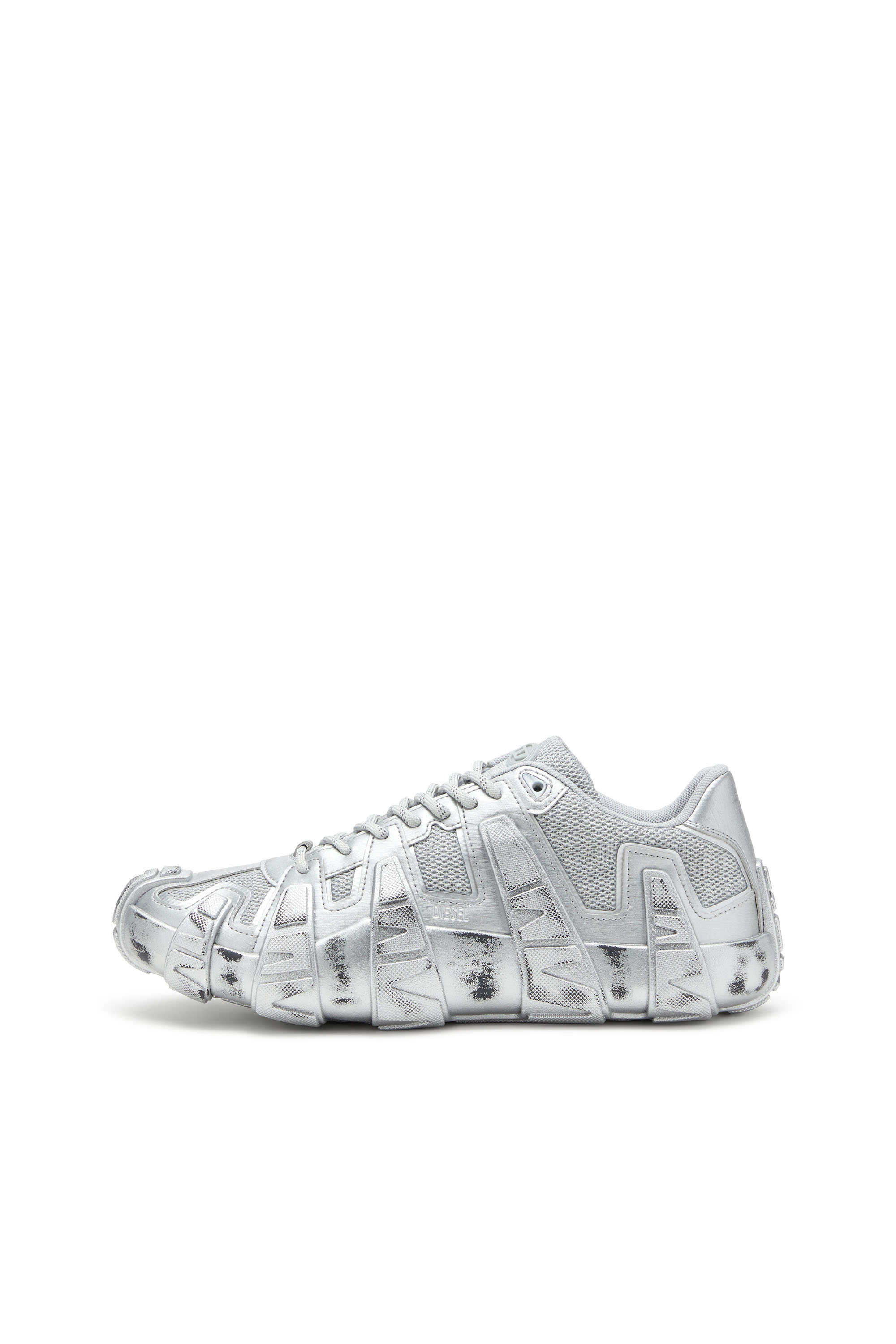S-D-GRIFFE LOW, Silver Diesel - S-D-GRIFFE LOW, Man's S-D-Griffe-Metallic sneakers in mesh and PU in Silver - 8