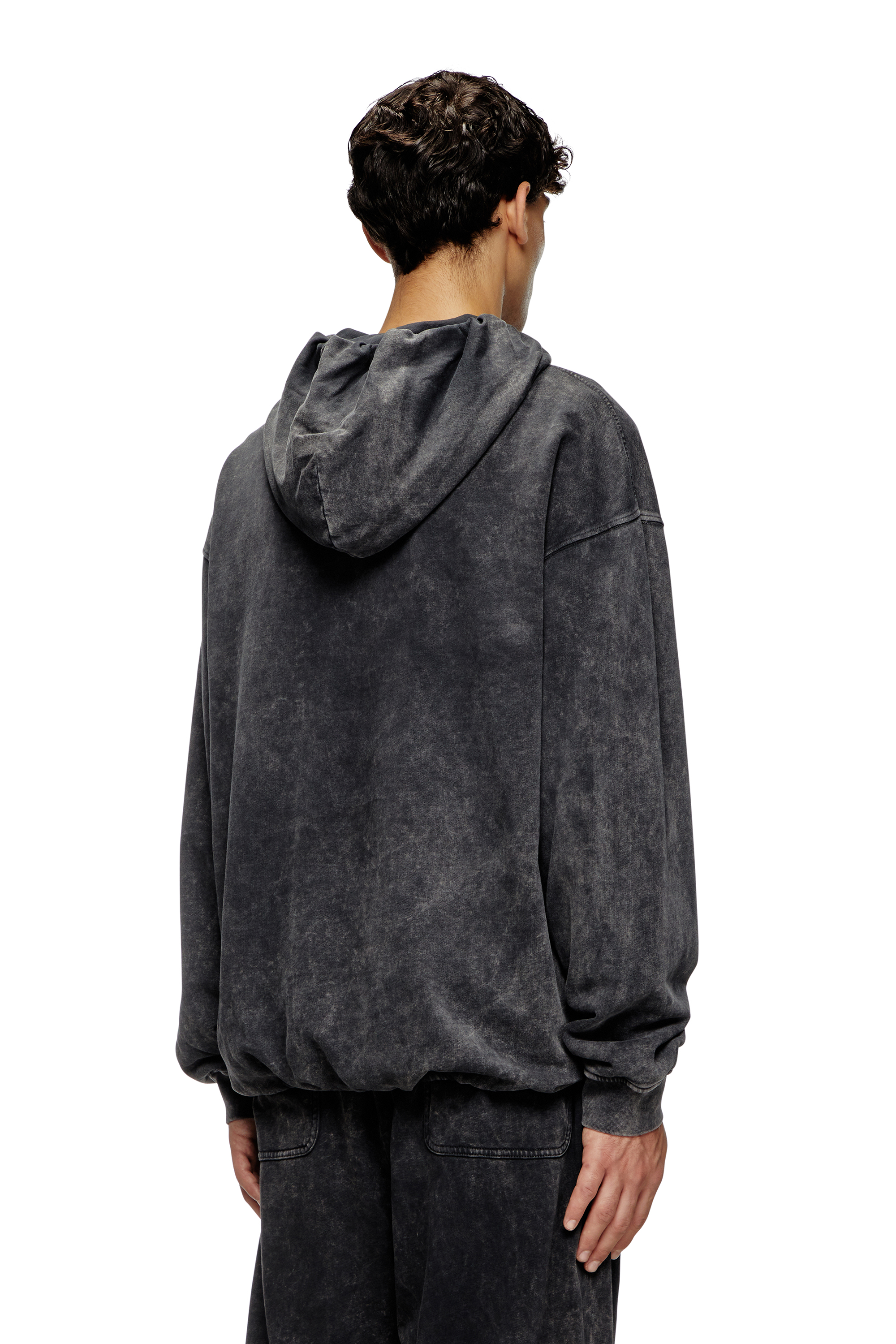 Diesel - S-BOXSTIC-HOOD, Unisex's Gathered acid-wash hoodie in Dark grey - 2