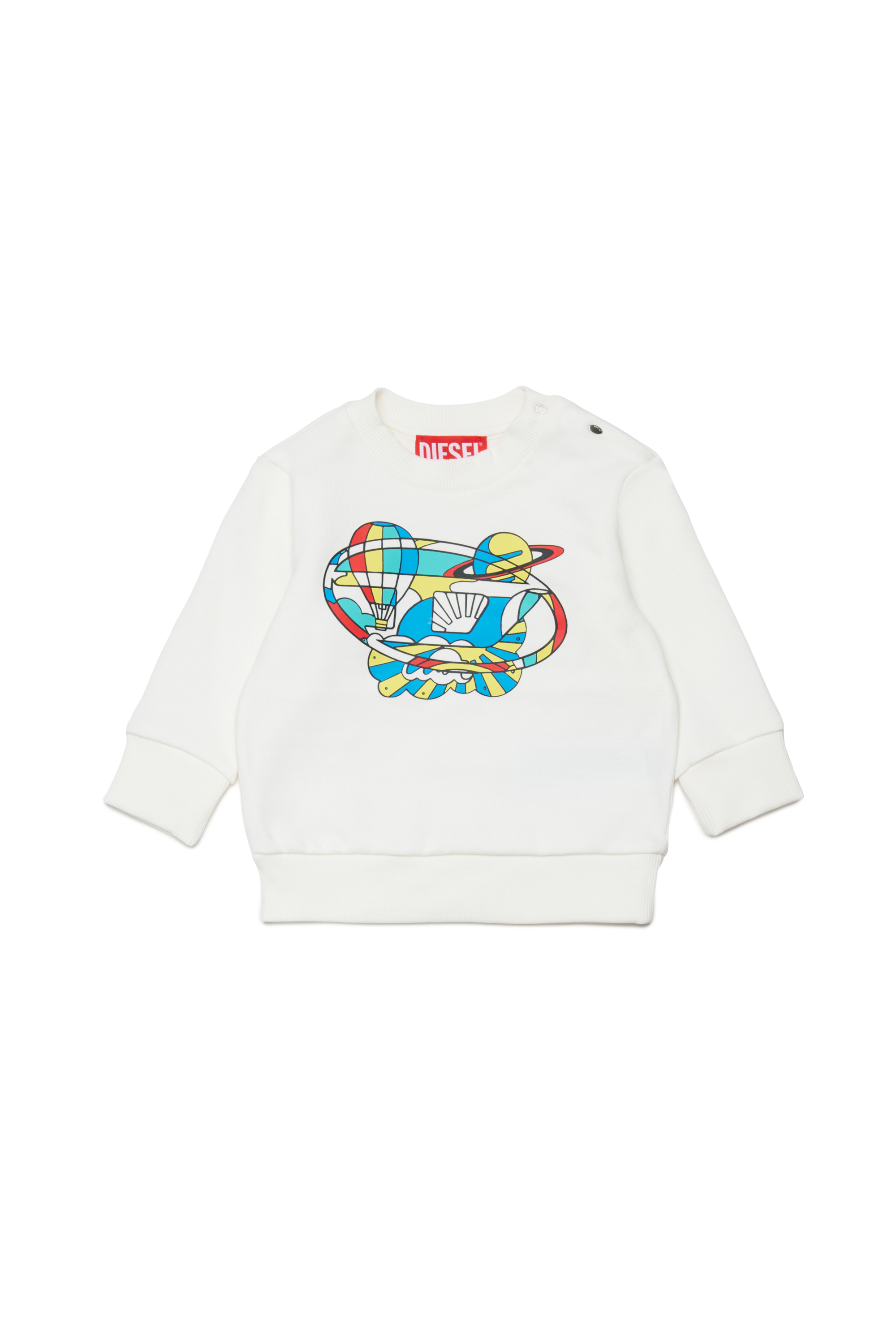 Diesel - SWIRB, Man's Sweatshirt with optical print in White - 1
