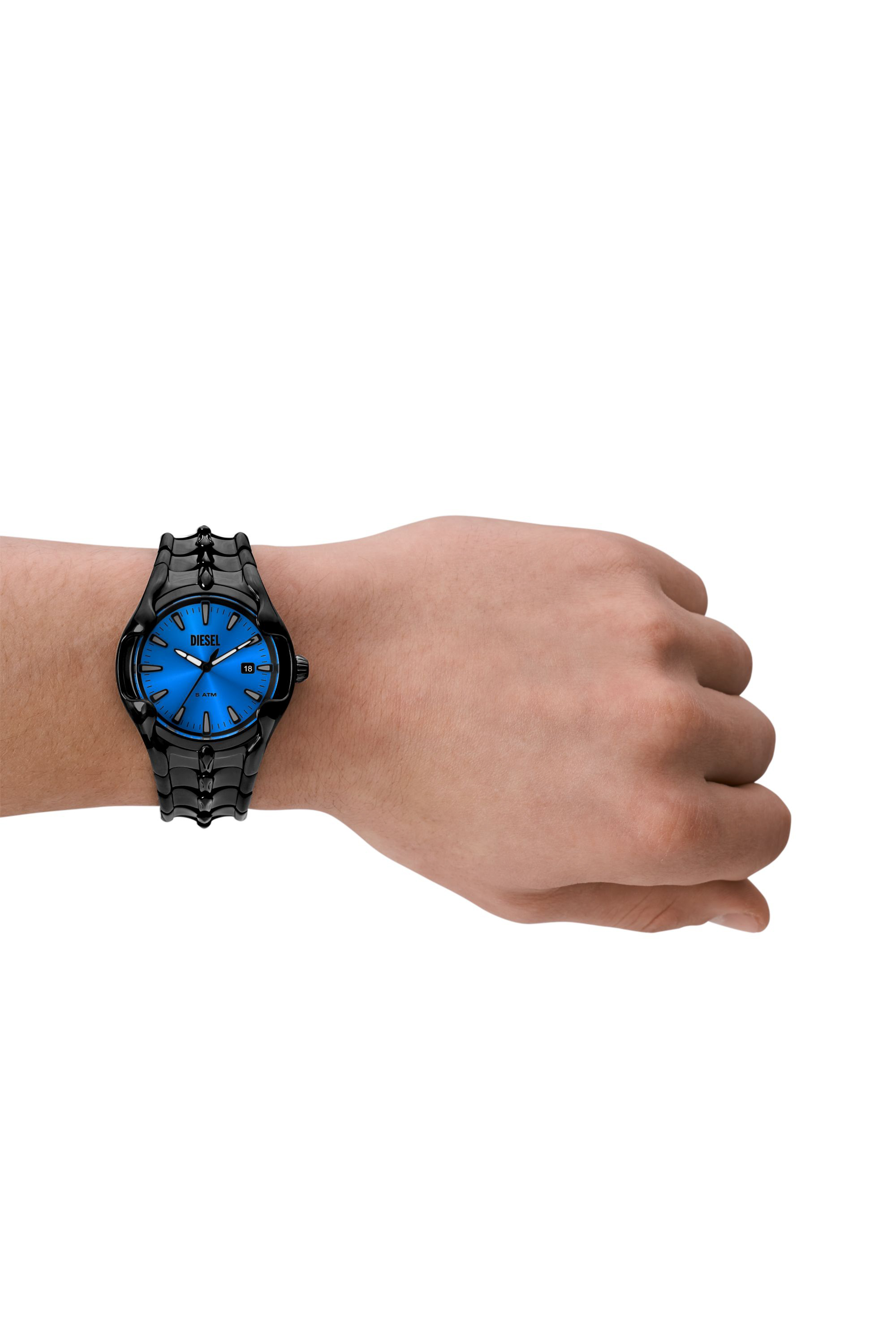 Diesel - DZ2198, Man Vert three-hand date black stainless steel watch in Black - Image 5
