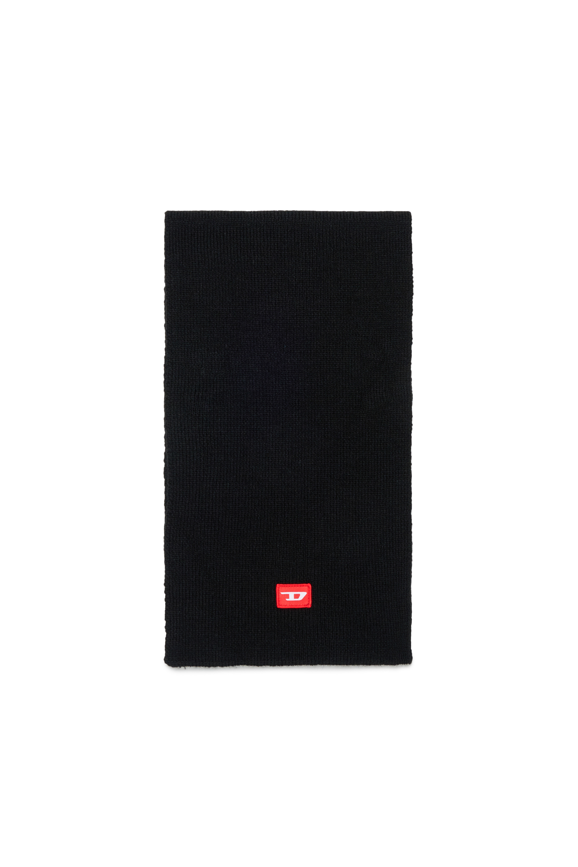 Diesel - RLOT, Unisex's Wool-blend scarf with D logo patch in Black - 1