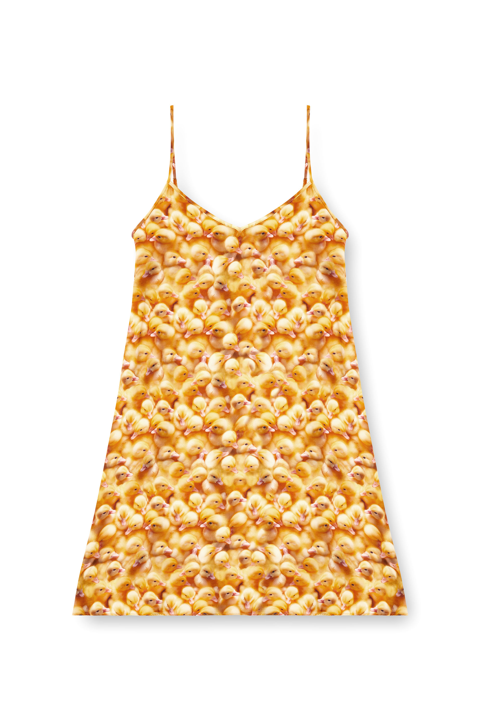 Diesel - D-ULCET, Woman's Mini dress in viscose with all-over print in Yellow - 2