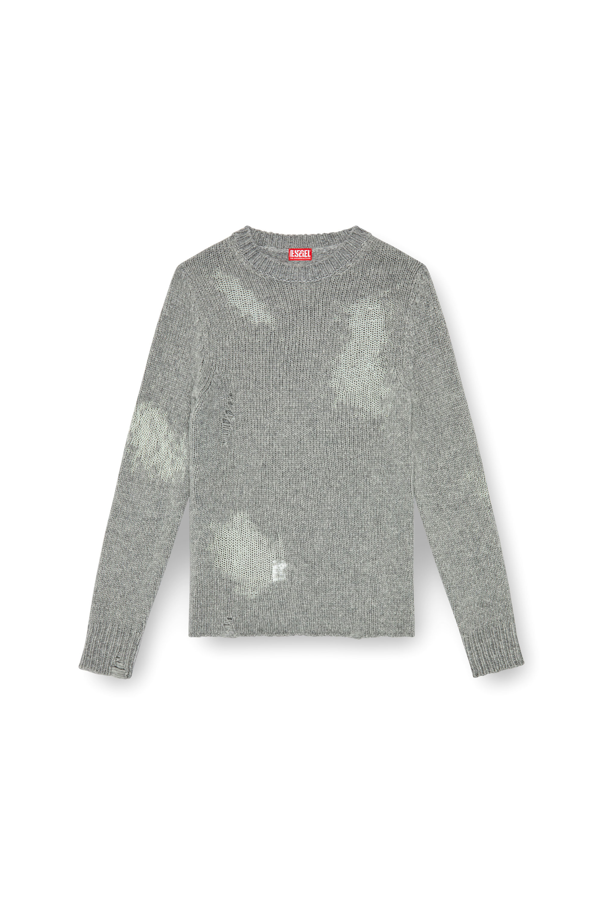 Diesel - K-NORMAN, Man's Distressed jumper in wool blend in Grey - 4