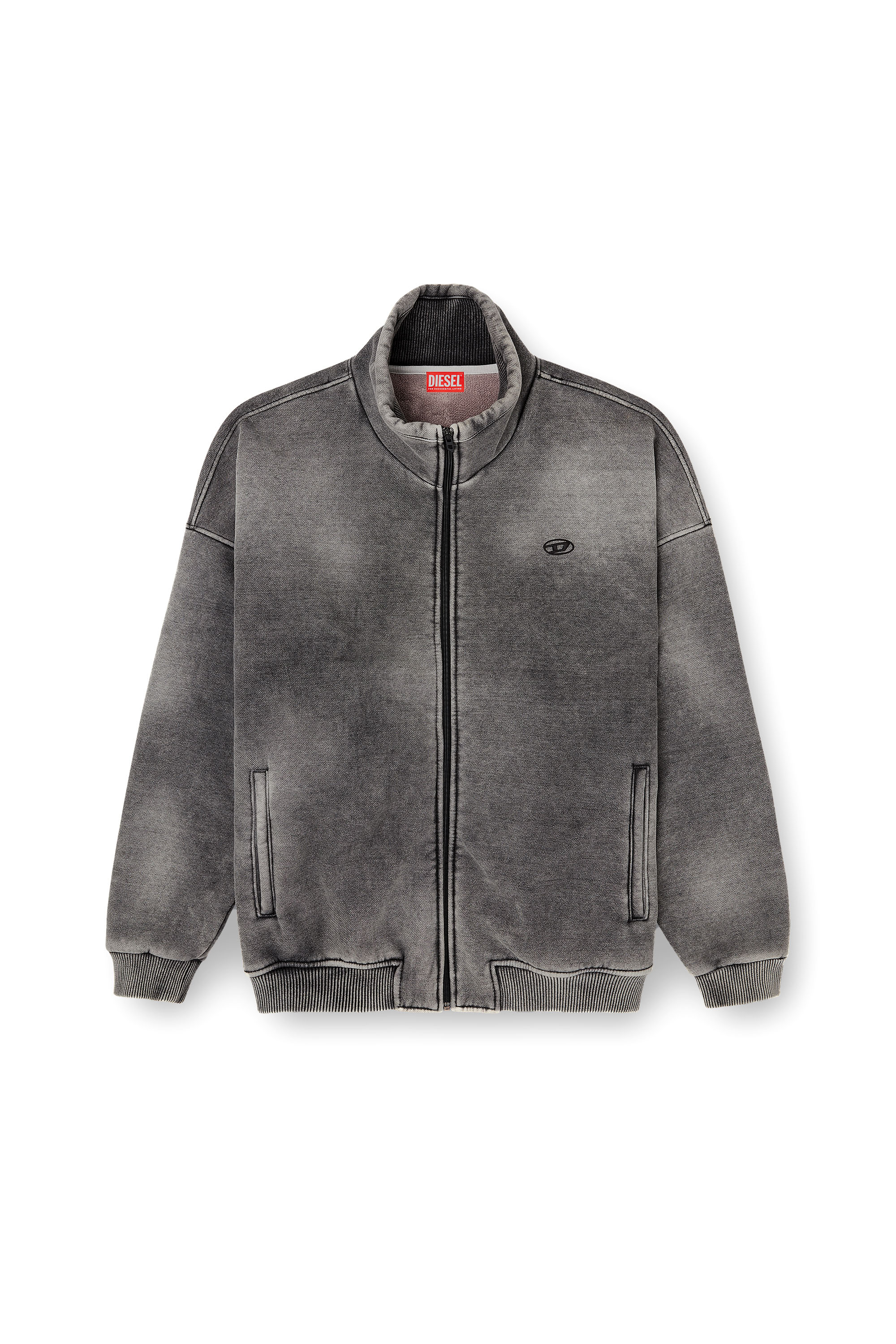 Diesel - S-BATEL-V1, Man's Teddy-lined zip jacket with denim effect in Grey - 3