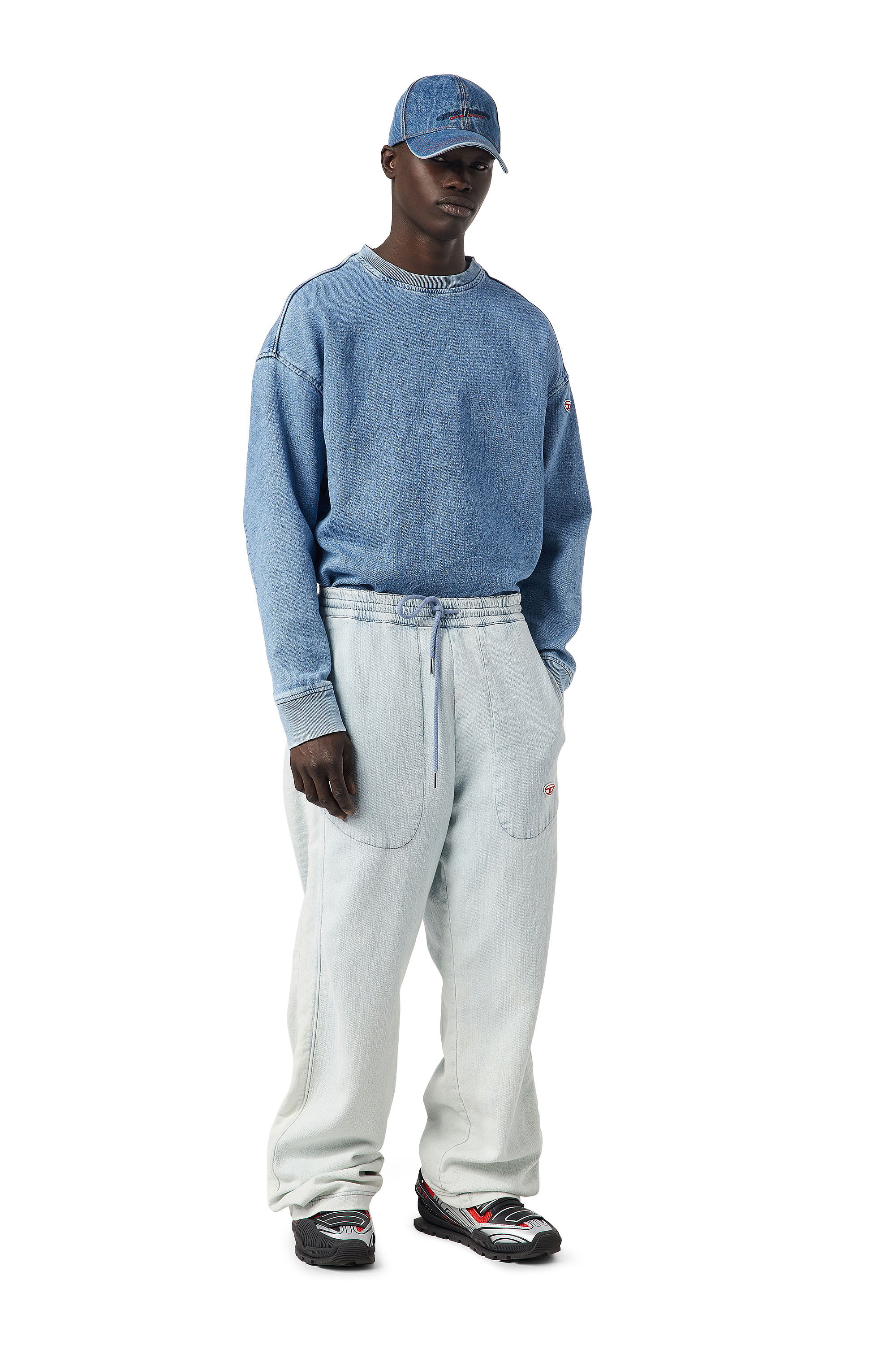 Diesel - D-KRIB TRACK DENIM SWEATSHIRT, Light Blue - Image 2