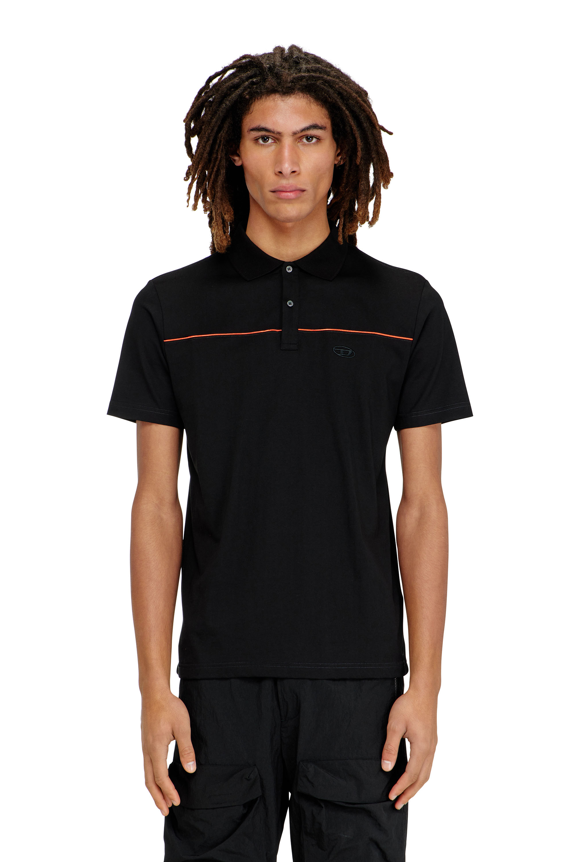 Diesel - T-REJUST-PIPING, Man's Polo shirt with contrast piping in Black - 1