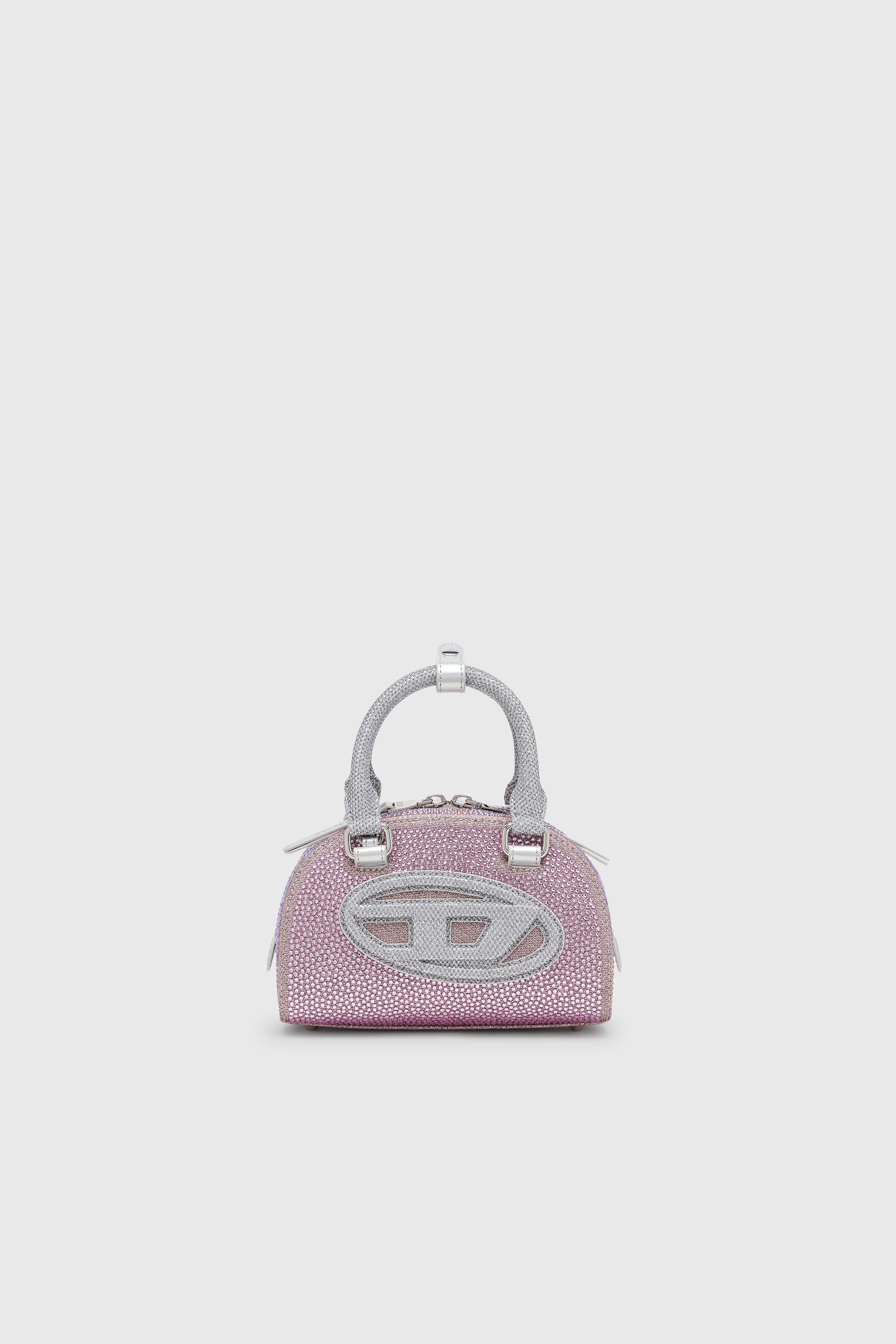 Diesel - 1DR DOME CROSSBODY, Woman's 1DR Dome - Small bowling bag in crystal Lurex in Pink - 1