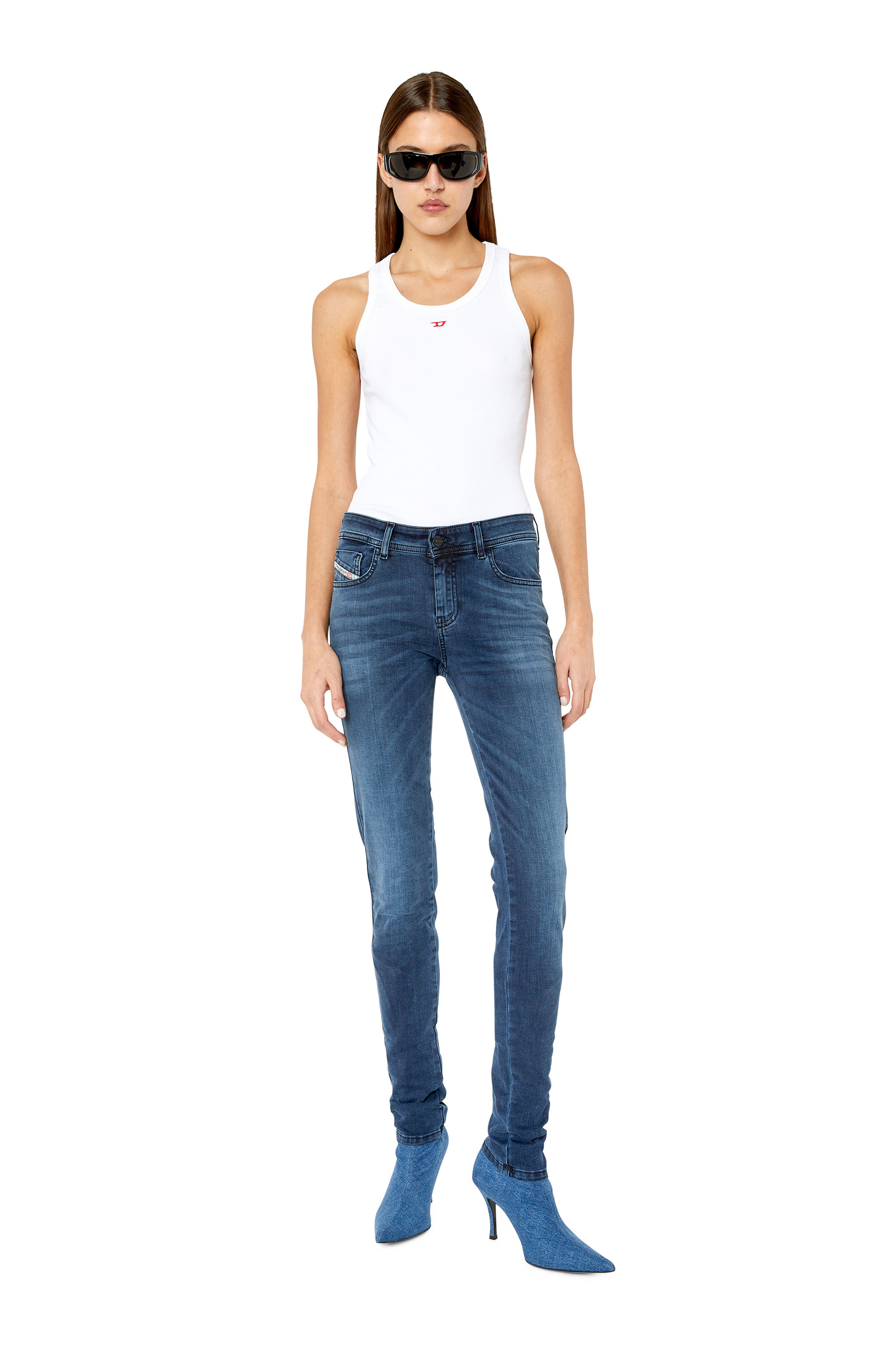 Diesel - 2017 Slandy E84UT Super skinny Jeans, Dark Blue - Image 2