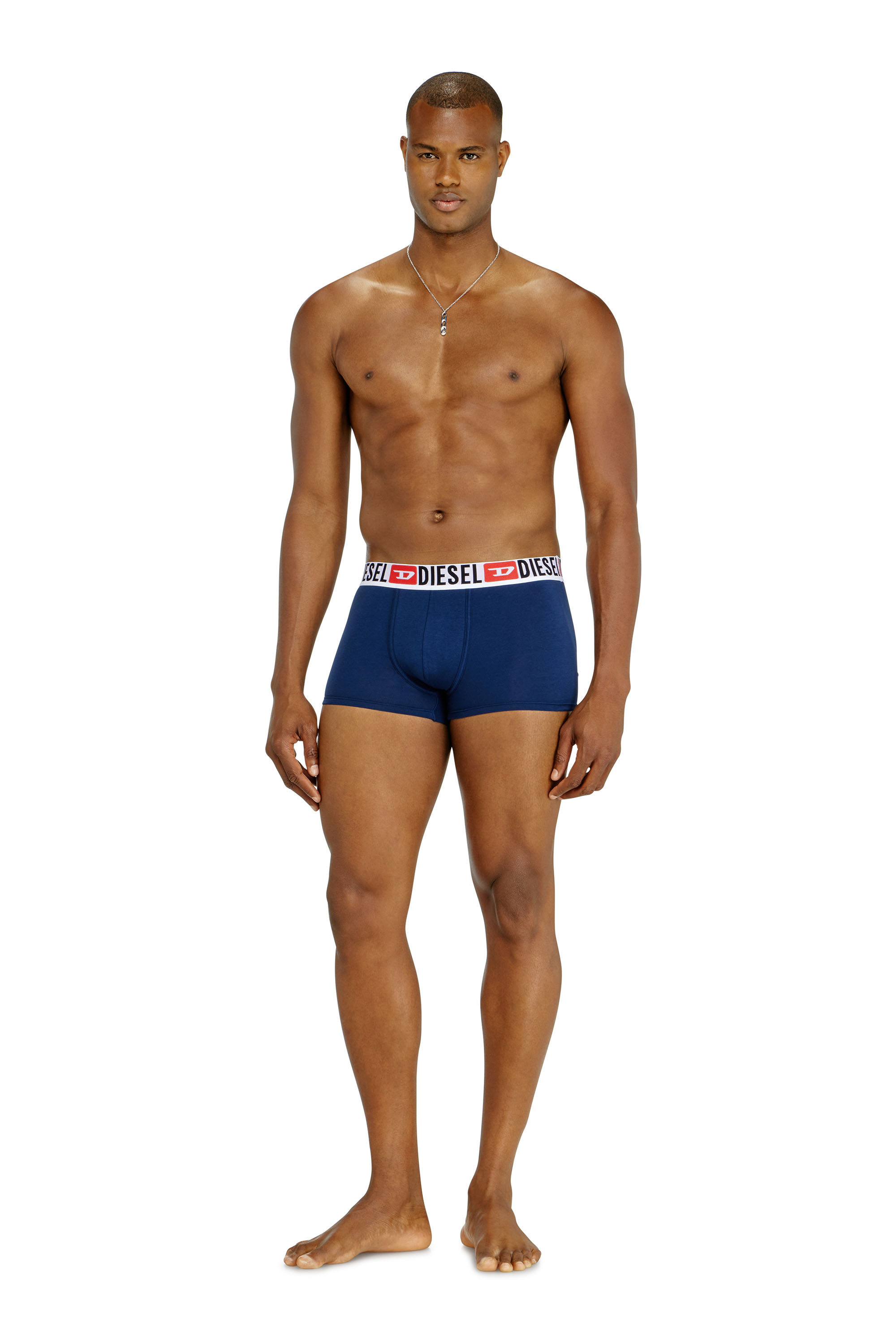Diesel - UMBX-DAMIENTHREEPACK, Man's Three-pack of all-over logo waist boxers in Blue/Black - 3