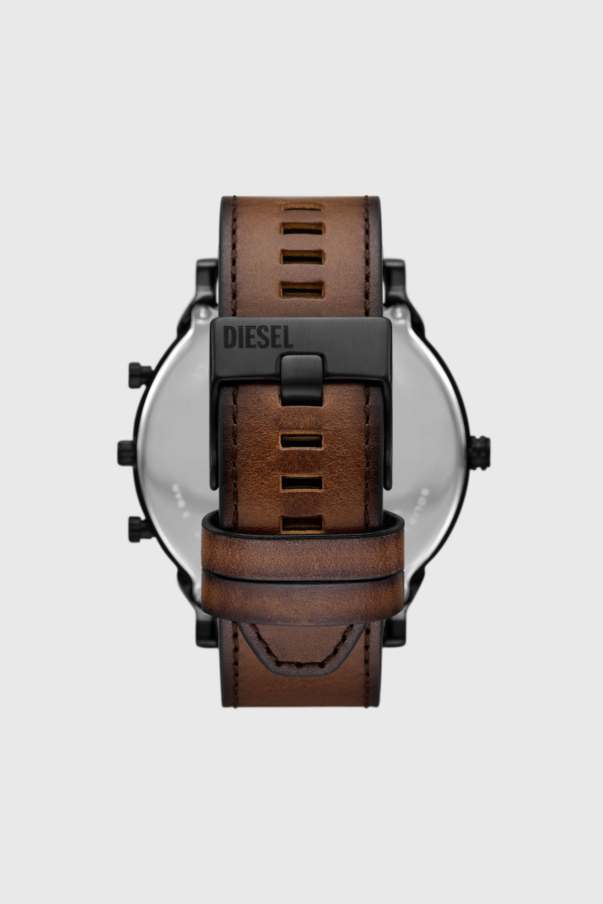Diesel - DZ7492 WATCH, Man's Mega Chief Slim brown leather watch in Brown - 2