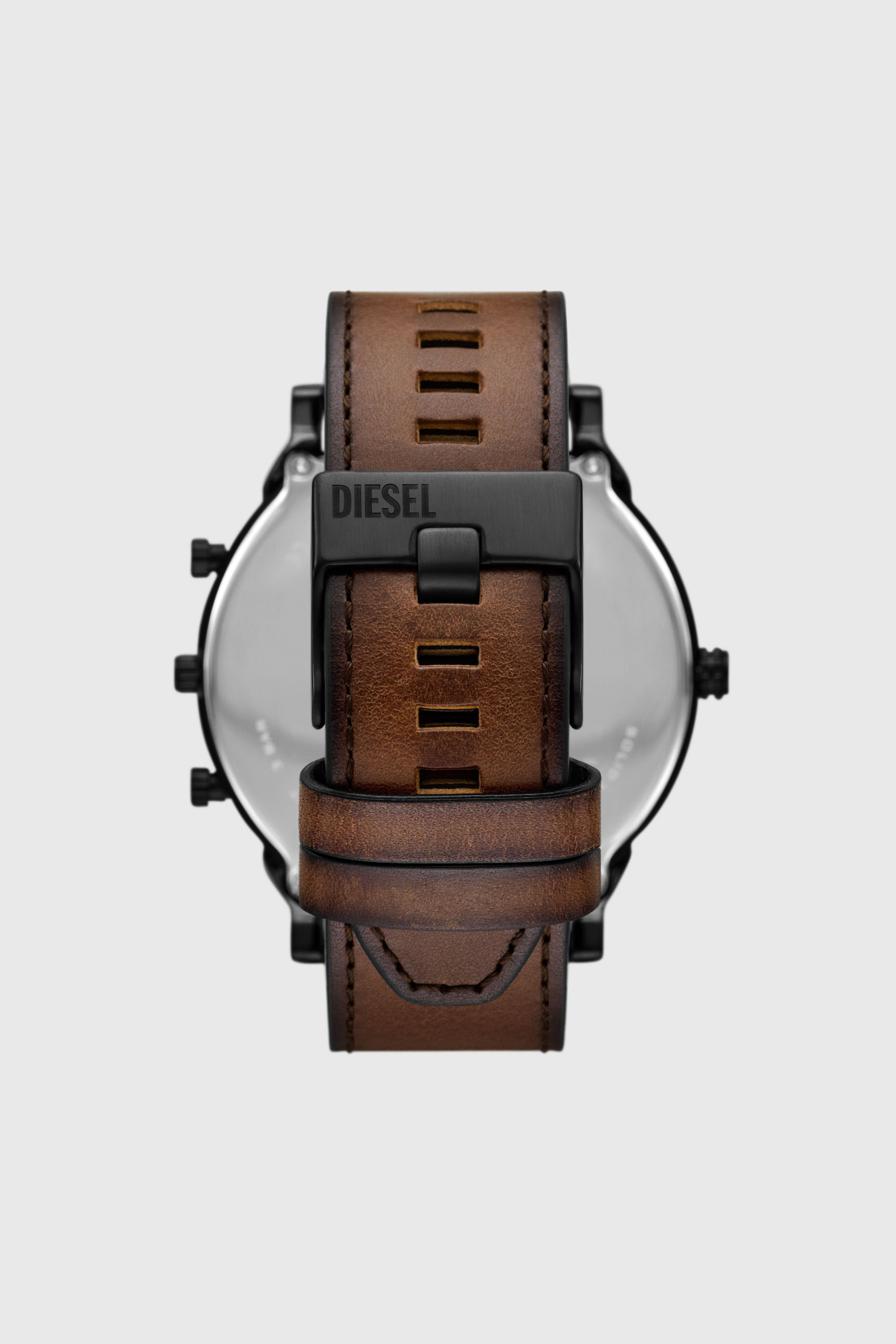 Diesel - DZ7492 WATCH, Man's Mega Chief Slim brown leather watch in Brown - 2
