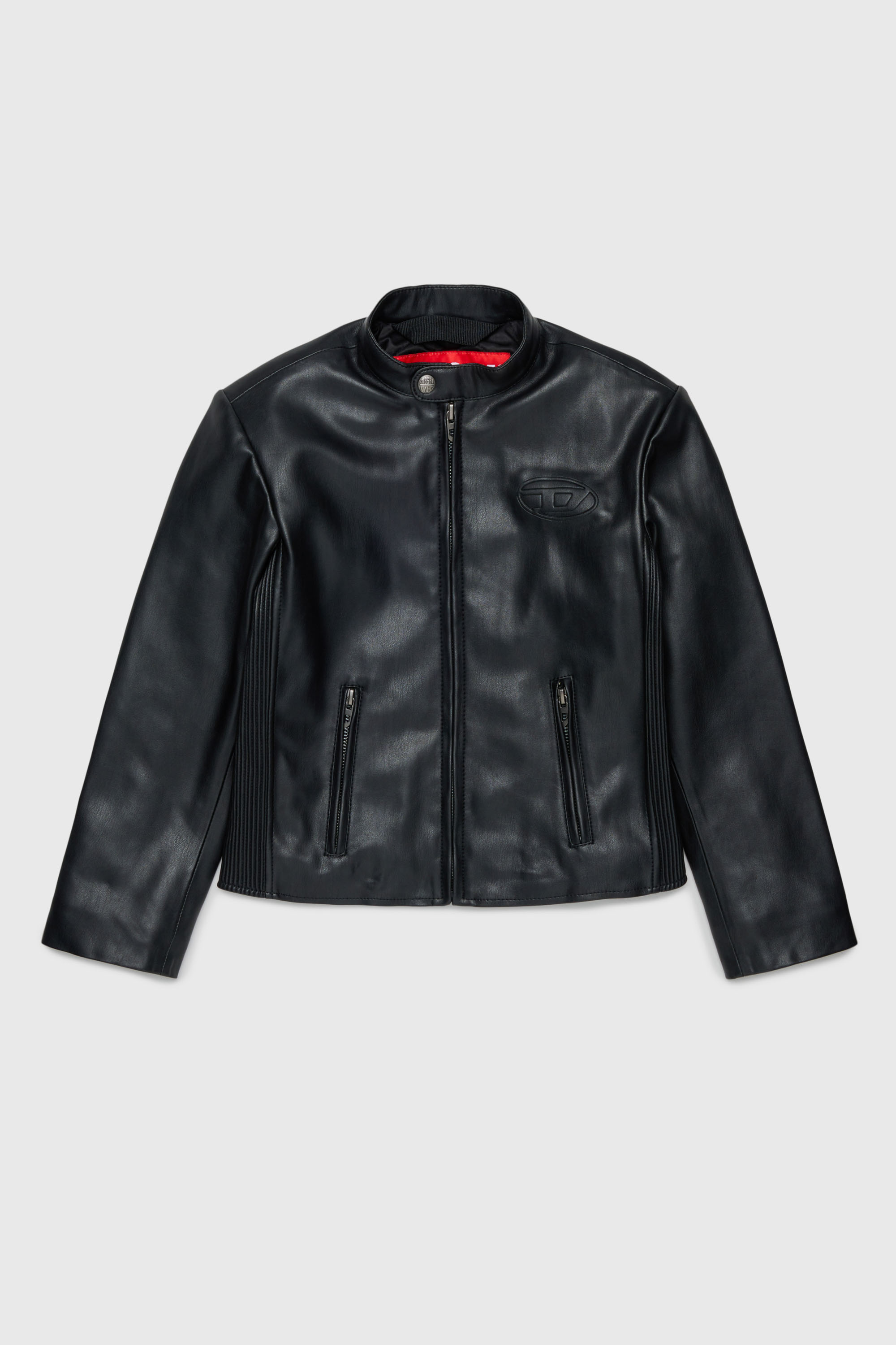 Diesel - JEMBY, Man's Biker jacket with embossed Oval D logo in Black - 1