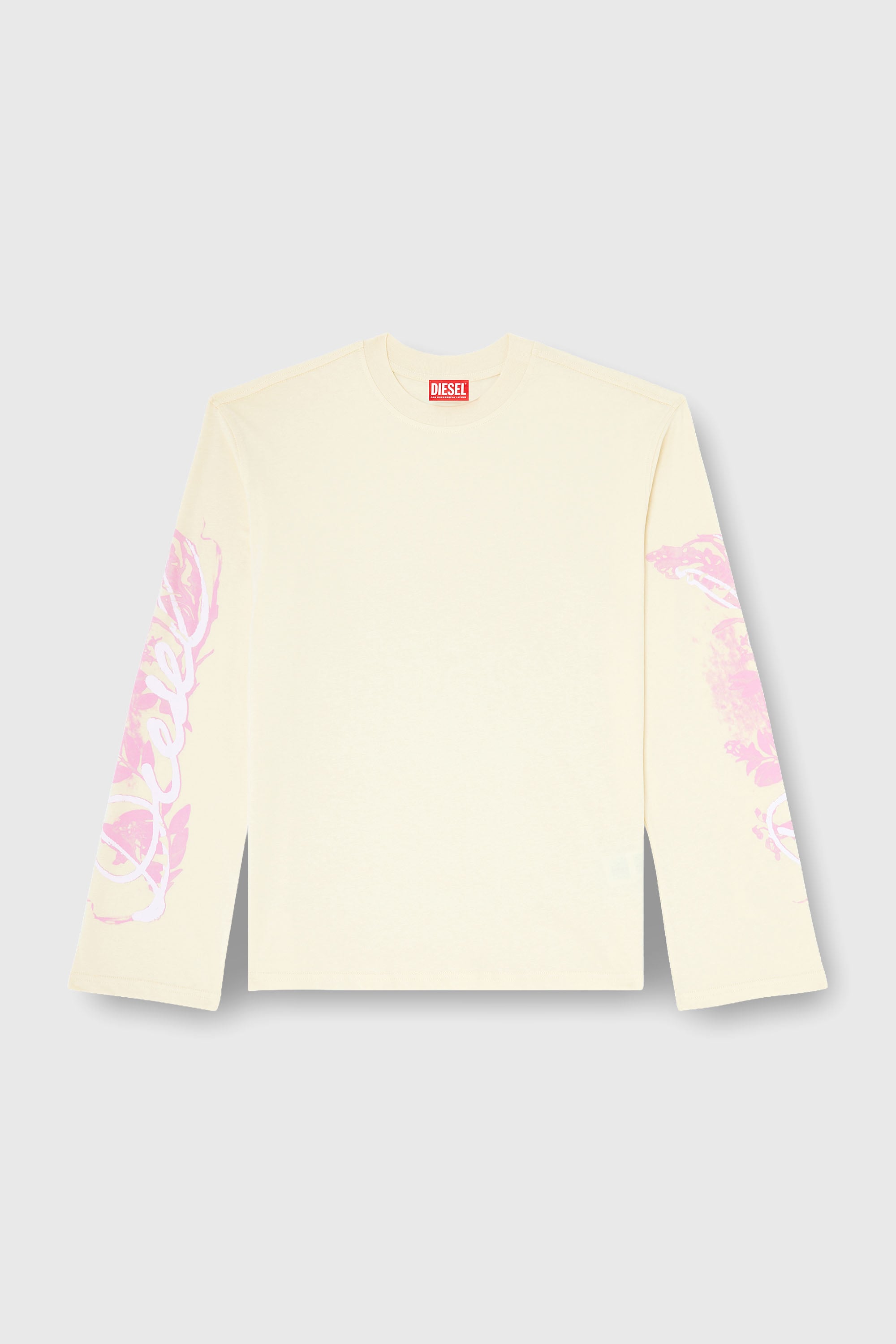 Diesel - T-HILARY-LS-AA3, Woman's Long-sleeve T-shirt with graphic prints and crystals in Yellow - 1