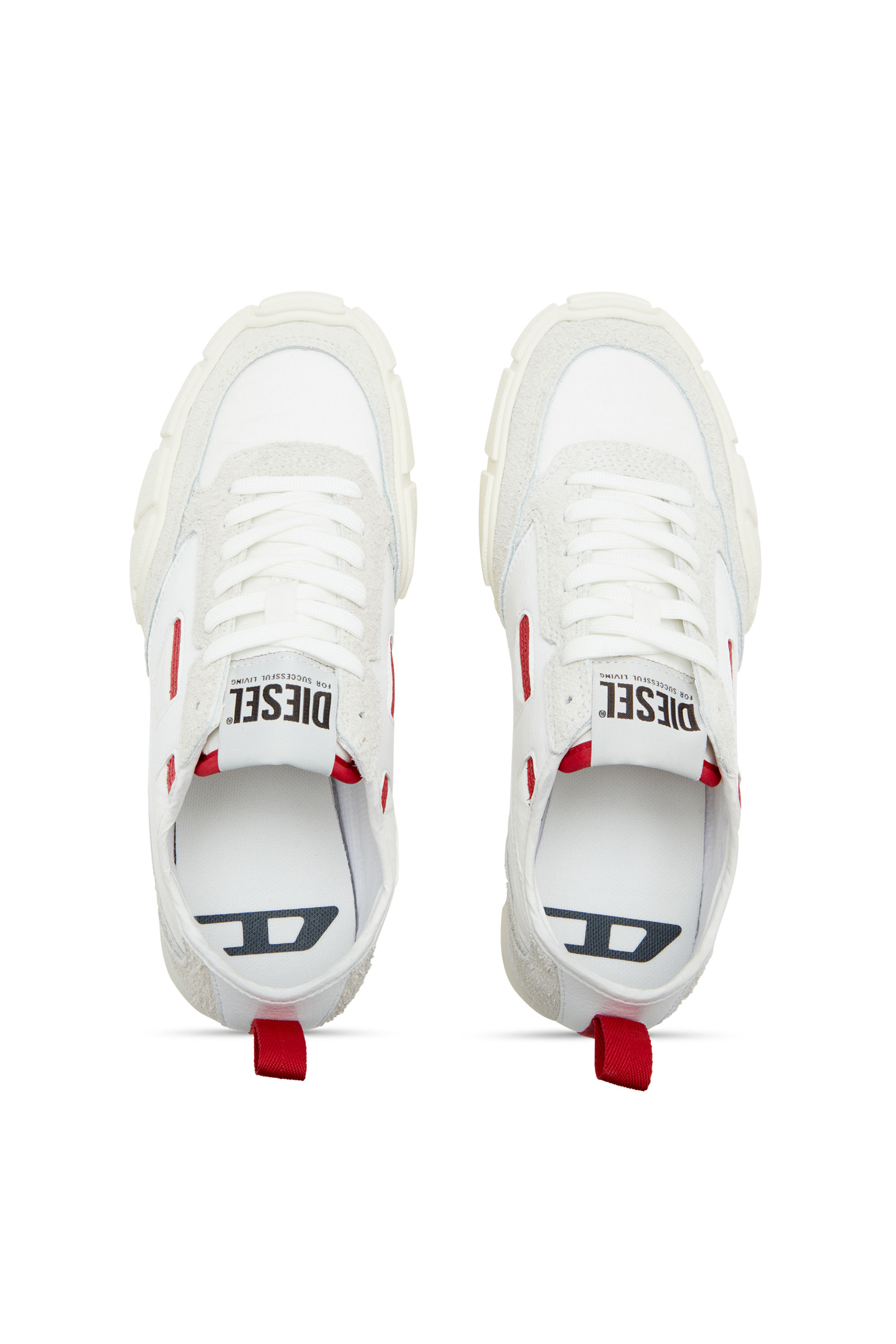 Diesel - S-PAGODHA LOW W, Woman's S-Pagodha-Sneakers in leather, suede and ripstop in White/Red - 4