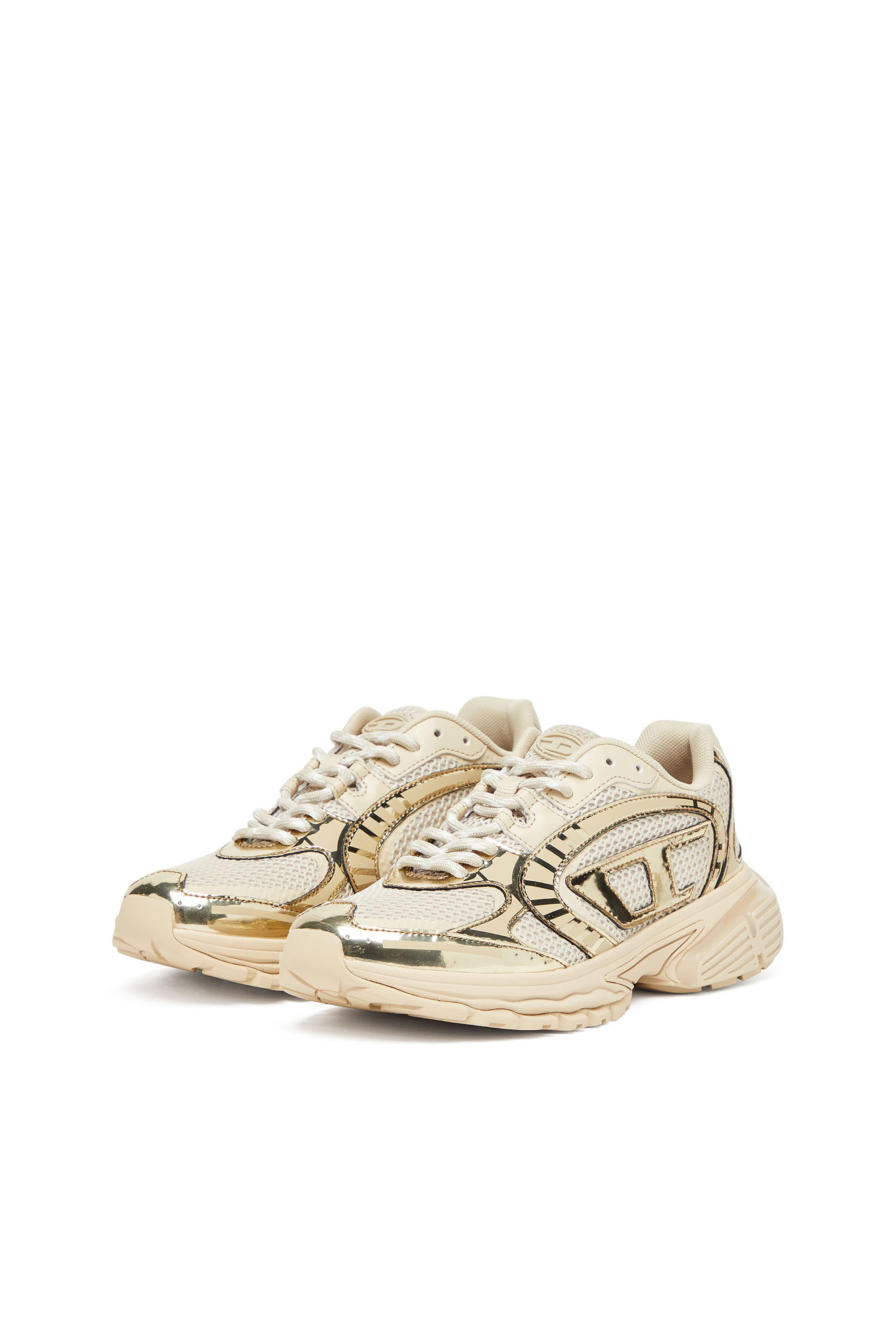 DIESEL SフロVテンスロスニカ Y03594P8135 HA654 Women's S-Pro-V-Dense-Metallic mesh sneakers with Oval D