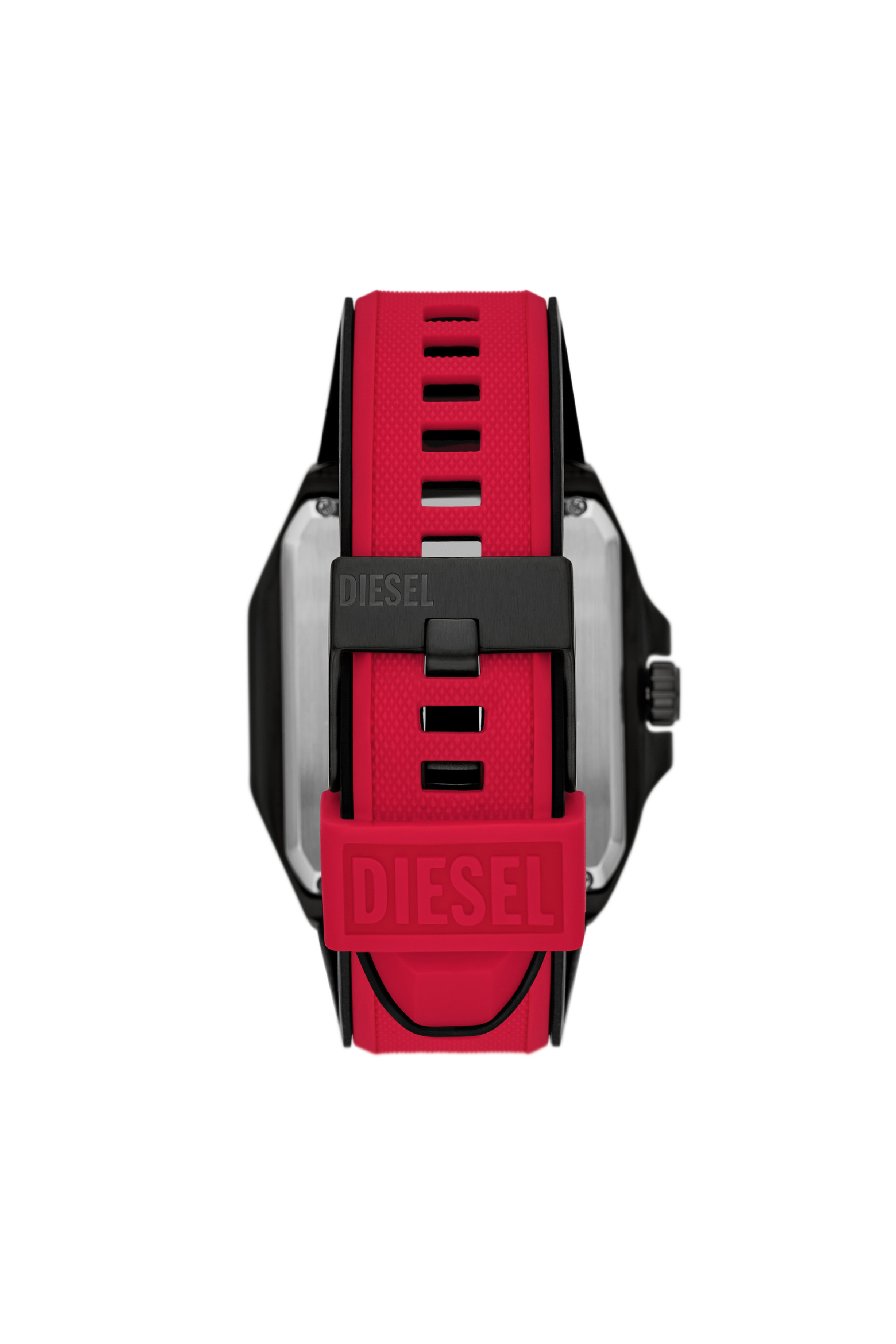 Diesel - DZ7469, Man's Flayed silicone watch in Red - 2