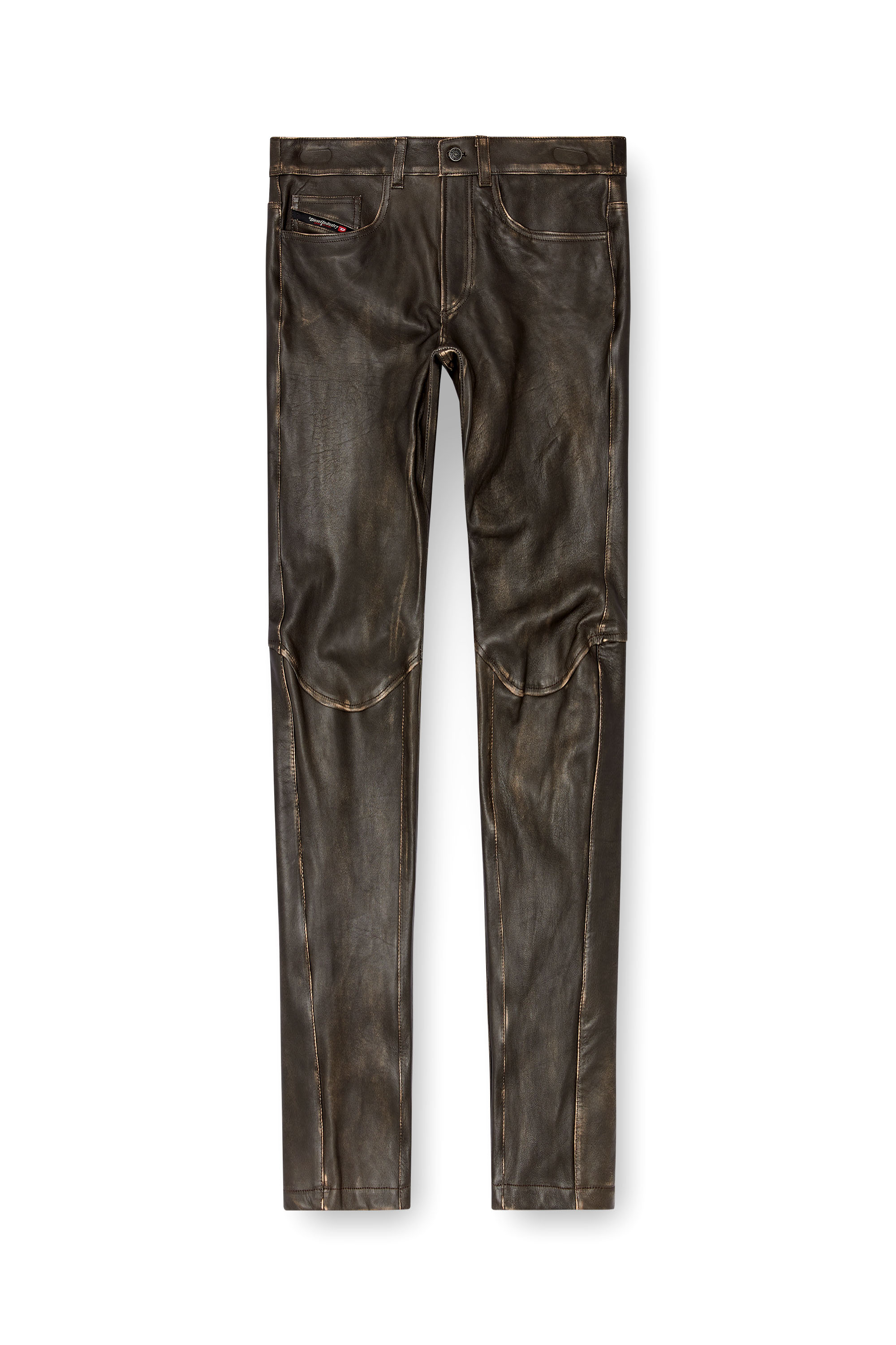 Diesel - P-NASH-LEAT, Man's Distressed leather pants in Black - 6