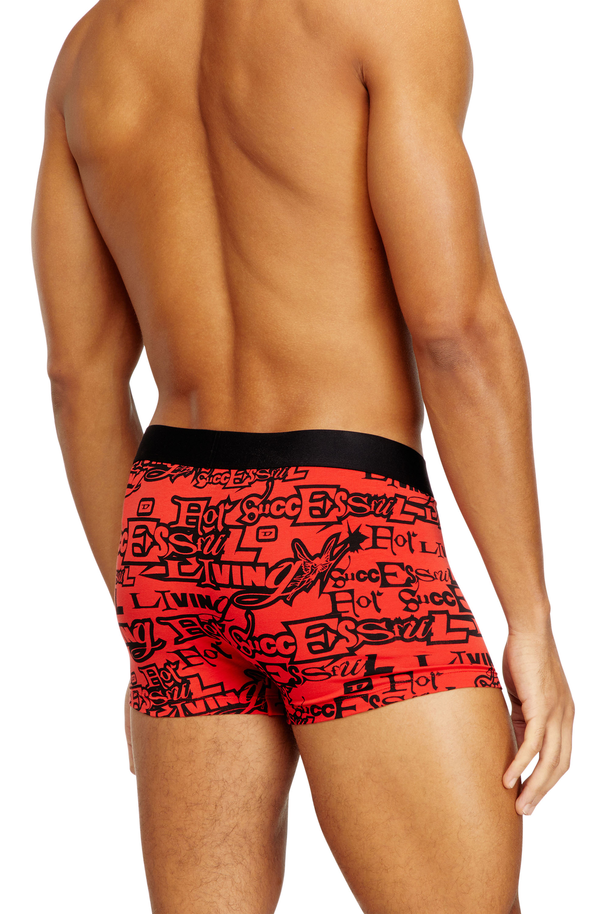 Diesel - DAMIEN-D-POP-3PACK-40, Man's Three-pack cotton trunks with bold logos in Black/Red - 4