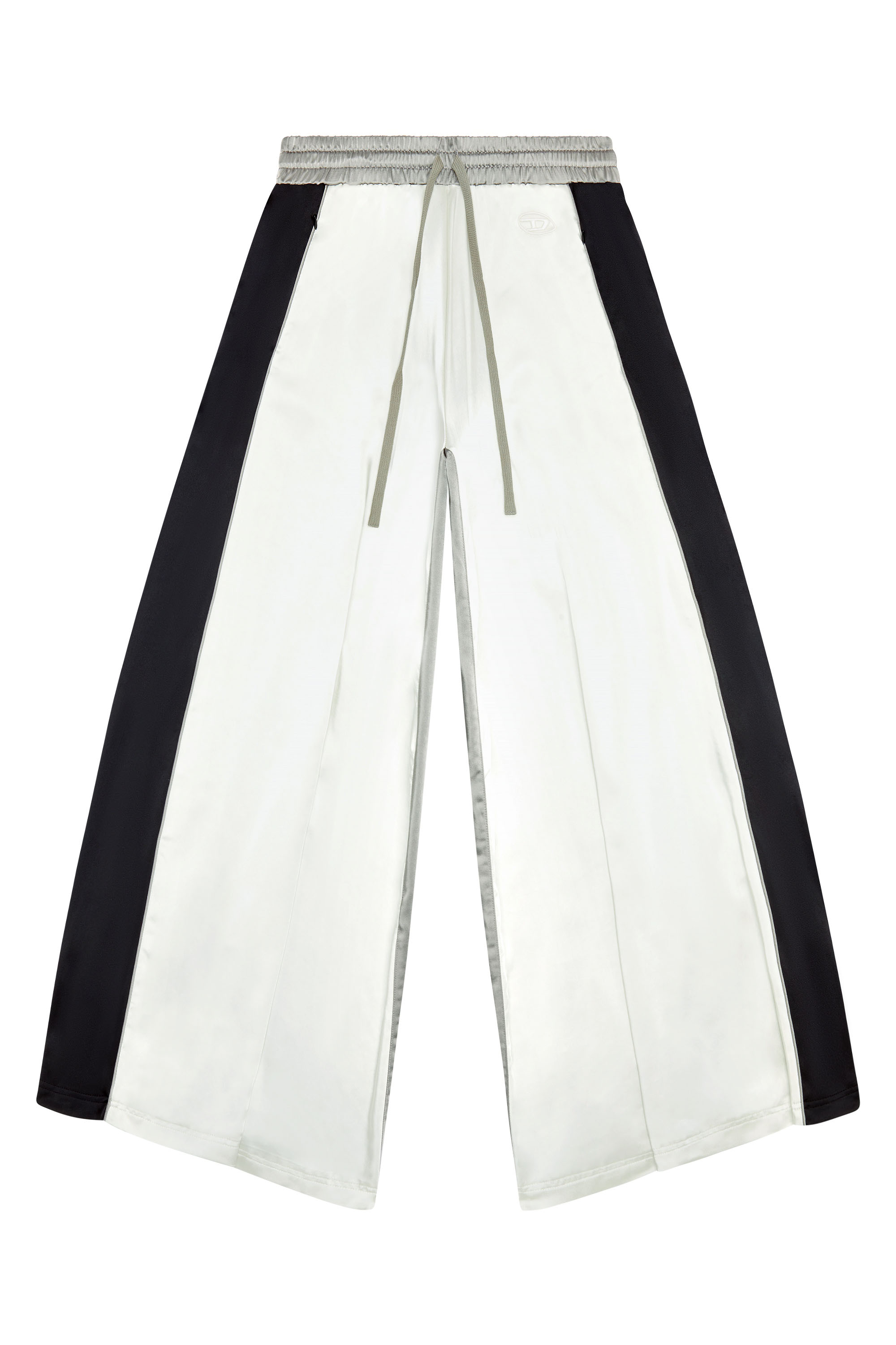 Diesel - P-WILD, Woman's Palazzo pants in satin and double knit in Black/White - 1