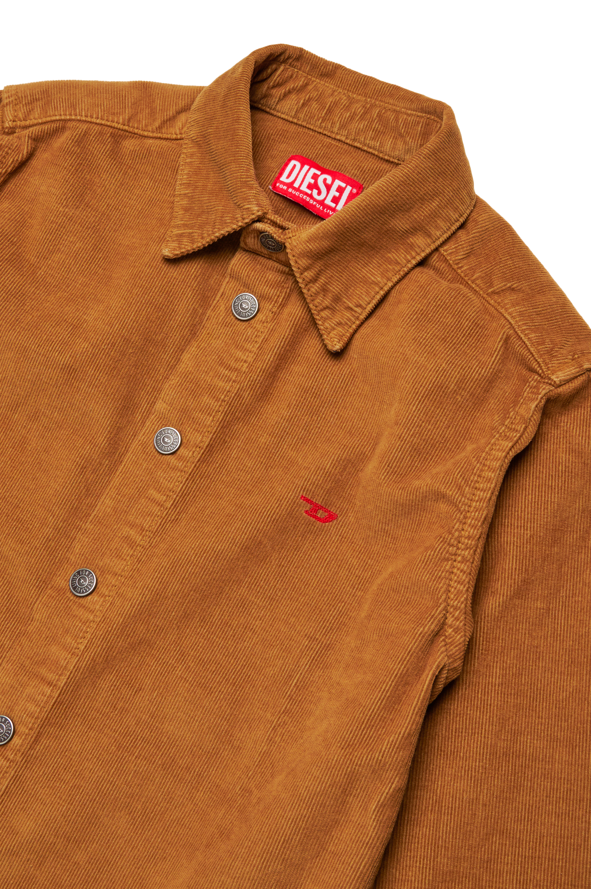 Diesel - CSIMPLY-OVER, Man Corduroy shirt with small D logo in Brown - Image 3