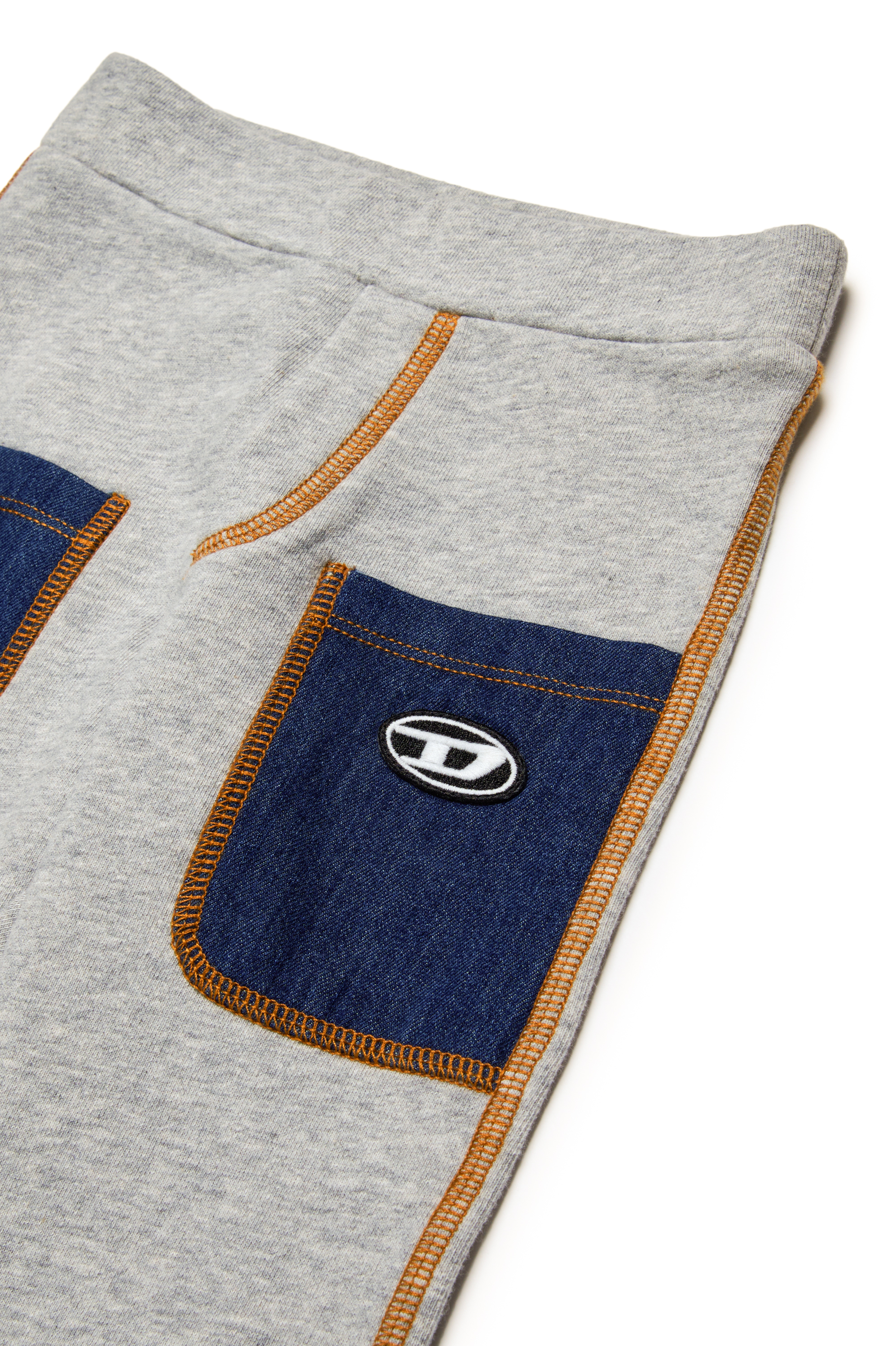 Diesel - POKKYB, Man's Sweatpants with denim pockets in Grey/Blue - 3