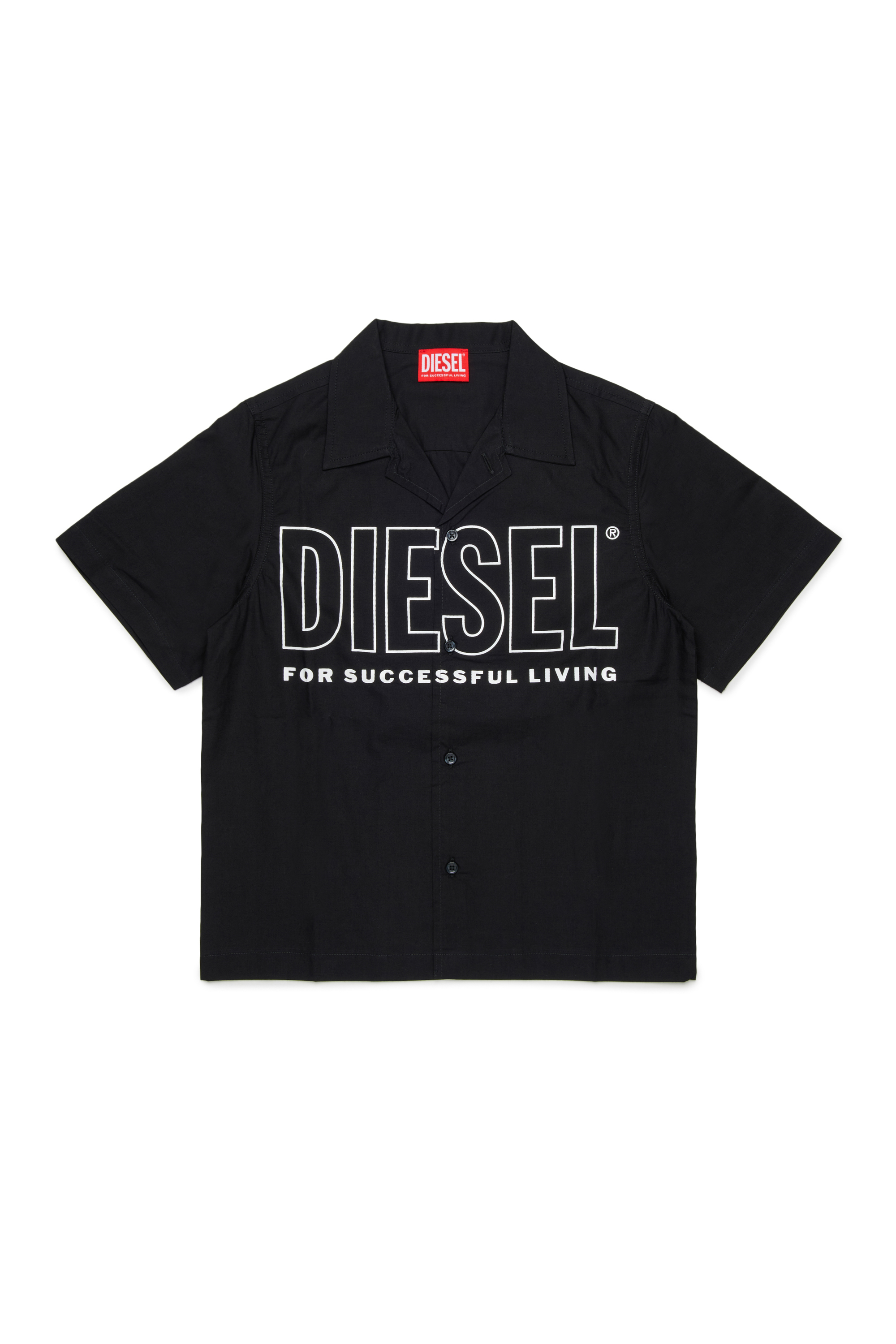 Diesel - MCDRID, Man's Cotton shirt with short sleeves in Black - 1
