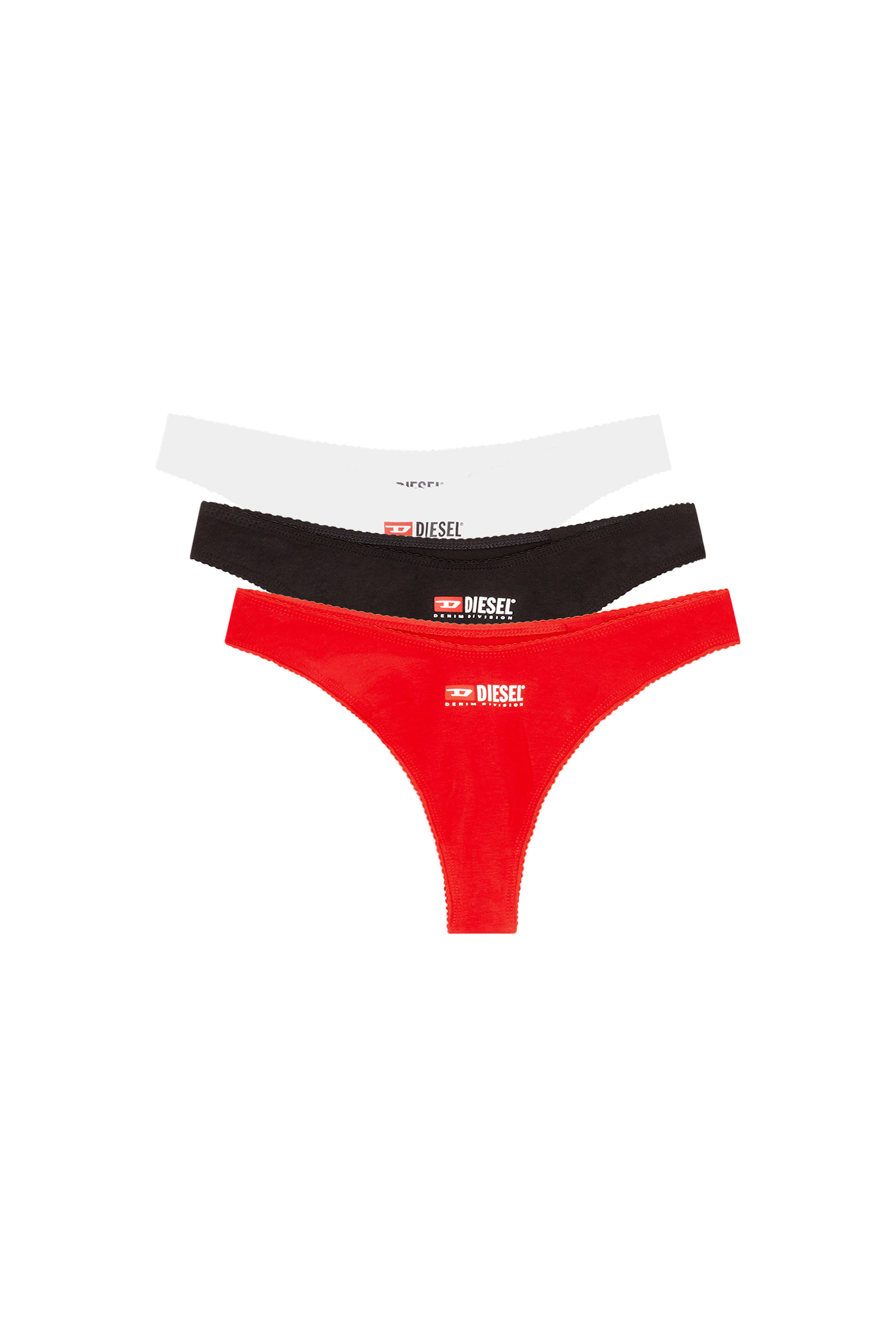 Diesel - UFPN-PUNCHY-THREEPACK, Woman's 3-pack briefs with small logo print in Red/Black - 2