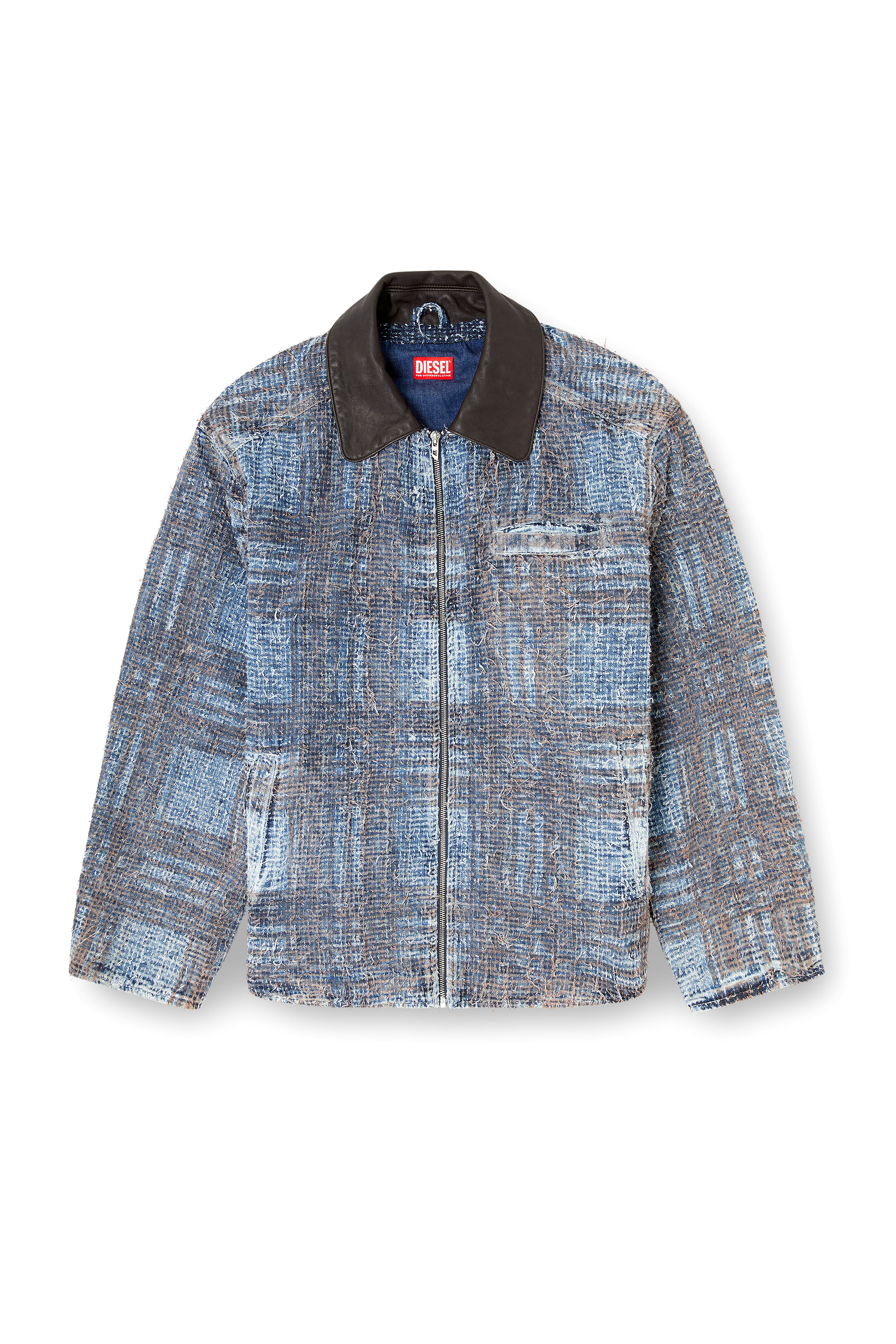 Diesel - D-IVAR-S1, Man's Jacket in graphic boucl&eacute; denim in Black/Blue - 3