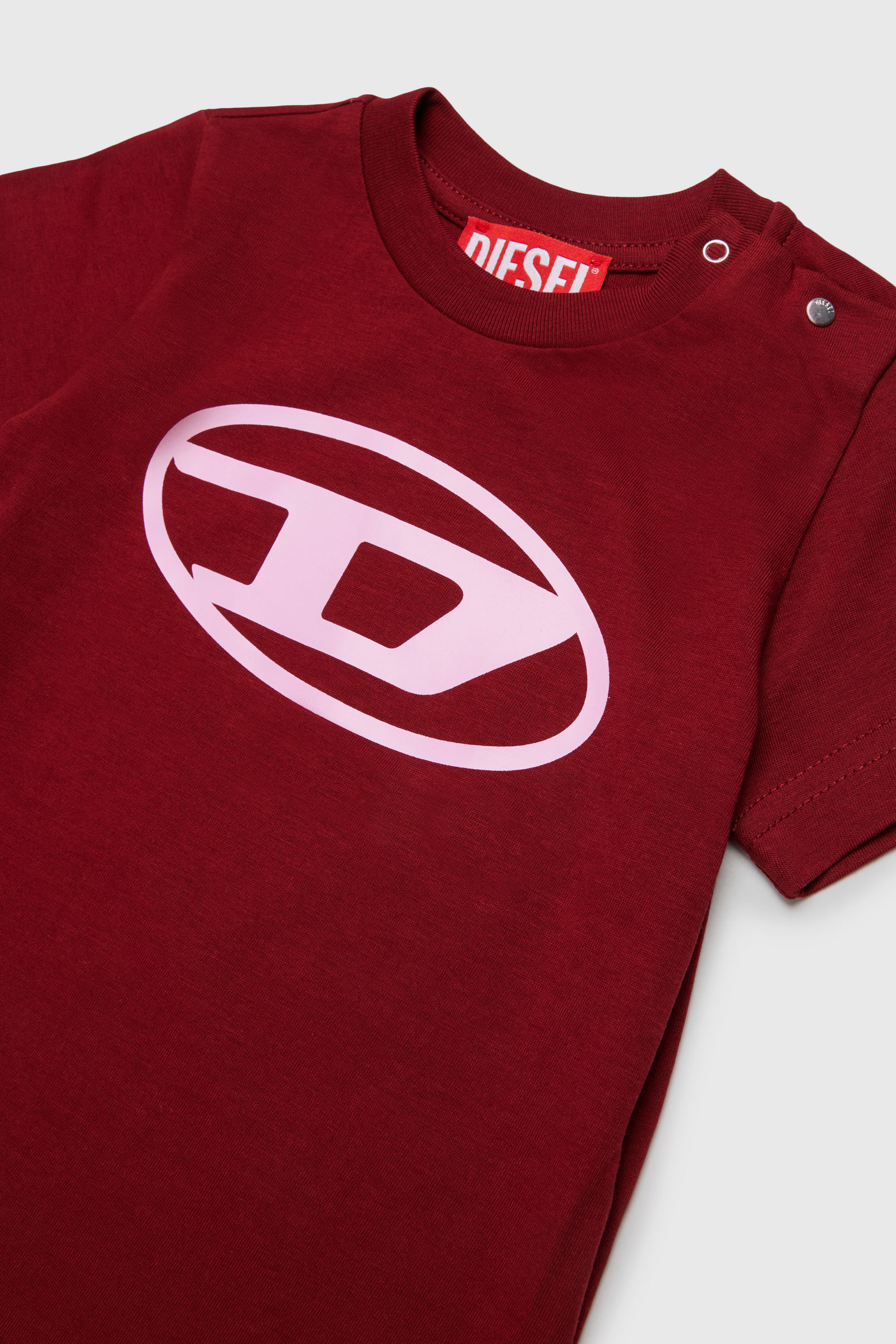 Diesel - TIELB, Man's Cotton T-shirt with Oval D print in Red - 3