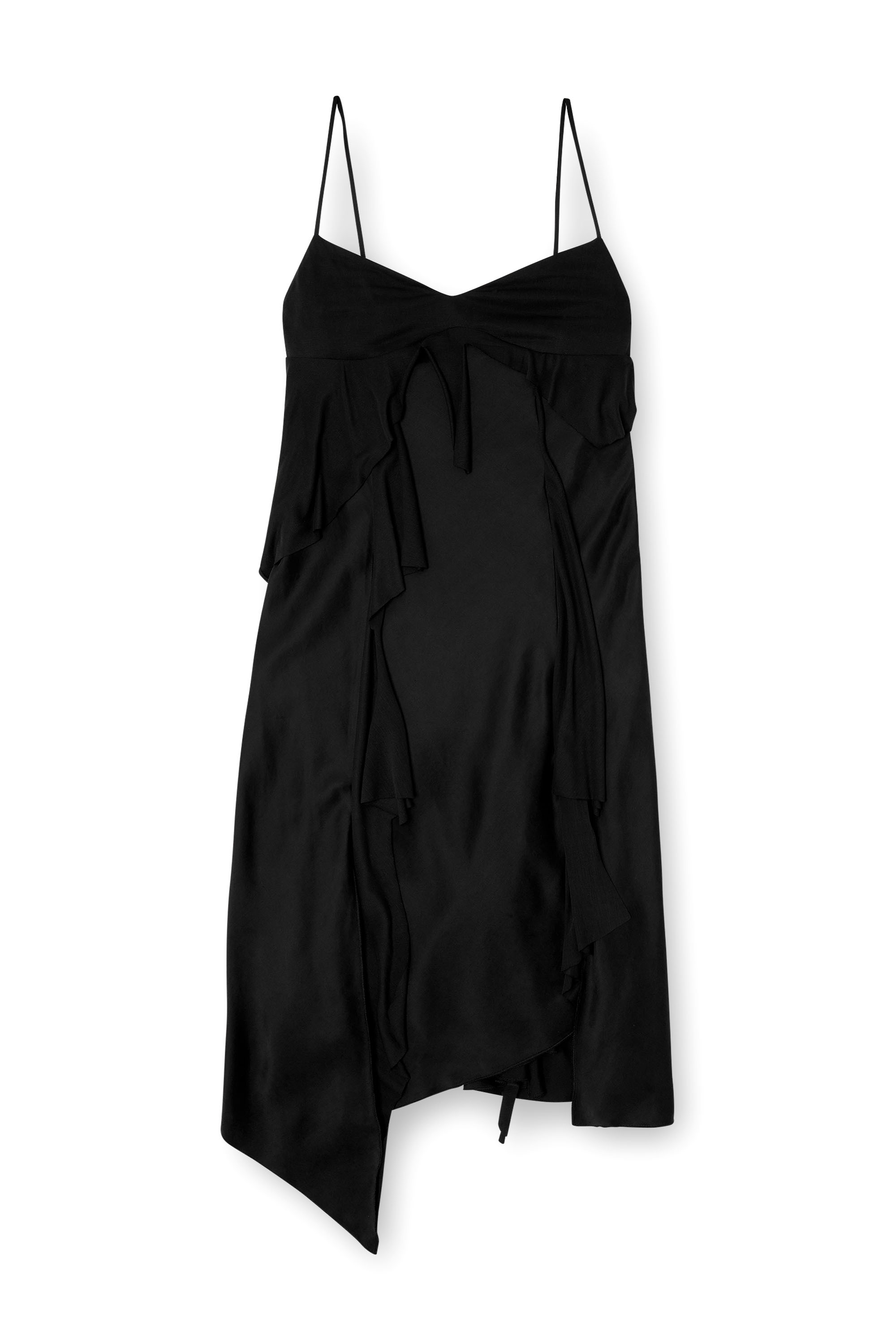 D-ANCER, Black Diesel - D-ANCER, Woman's Satin dress with raw-cut flounces in Black - 2
