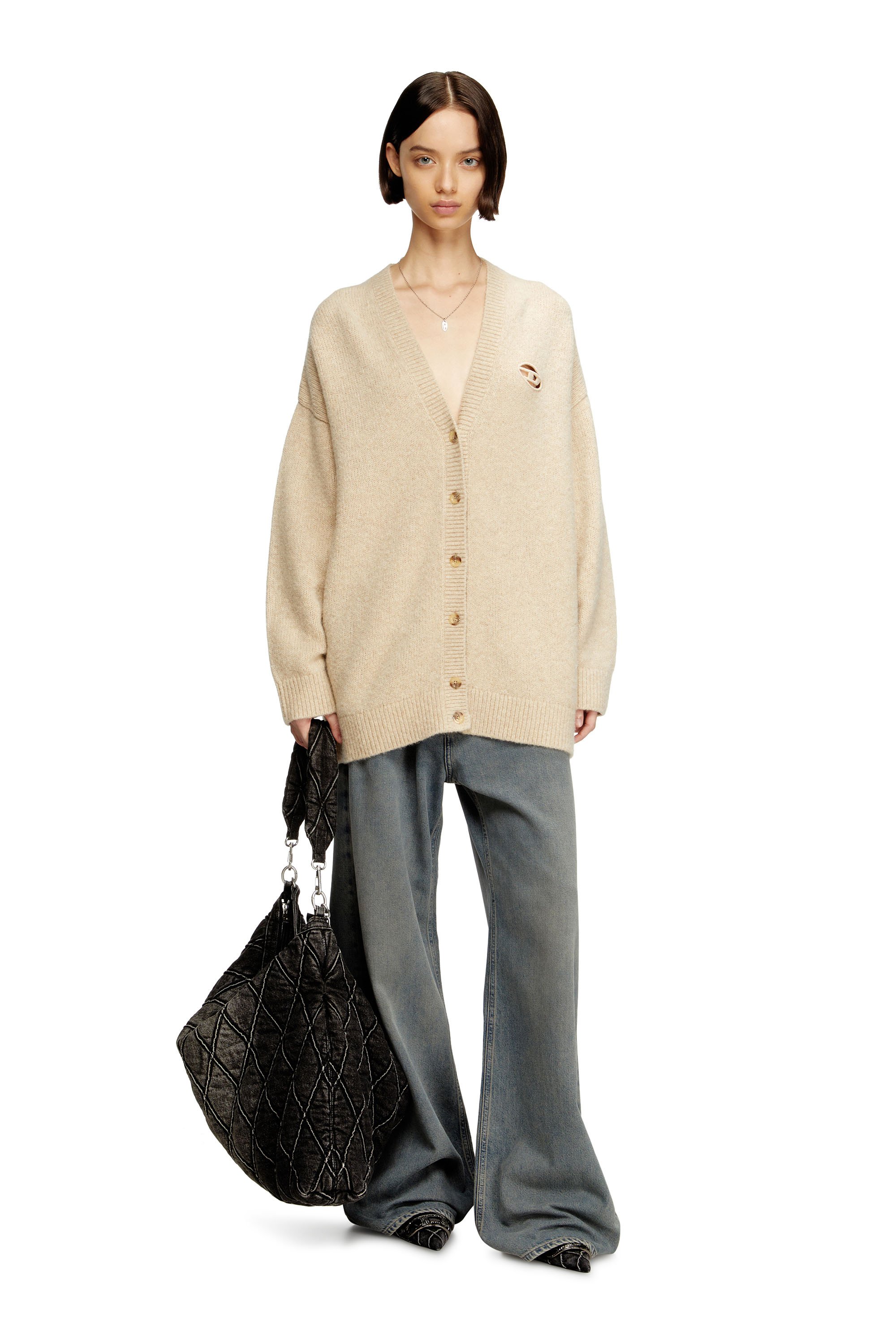 Diesel - M-AREELA, Woman's Cardigan in wool and alpaca blend in Beige - 2
