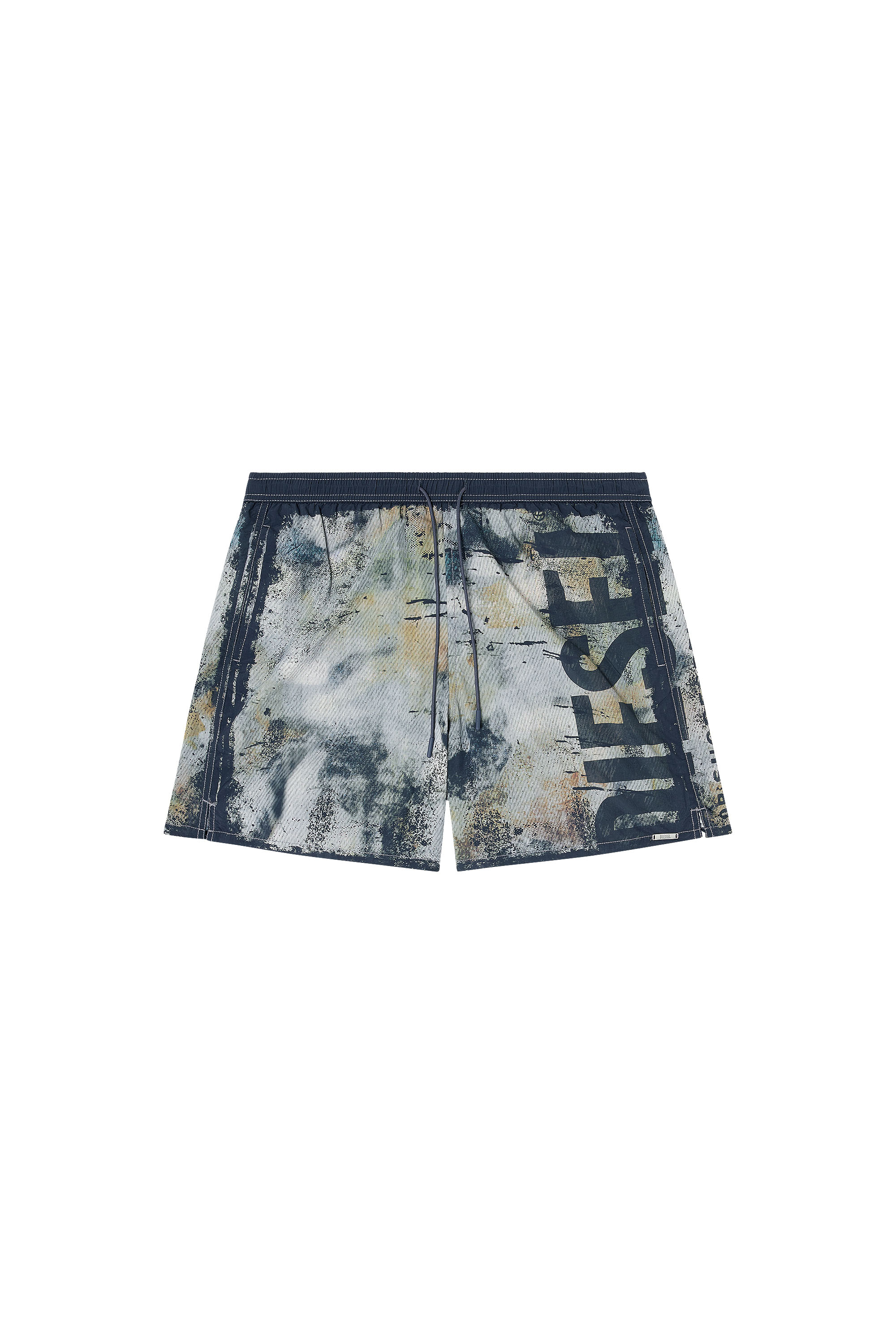 Diesel - SOCCER-41-UTLT, Man's Swim shorts with distressed print and maxi logo in Multicolor - 4